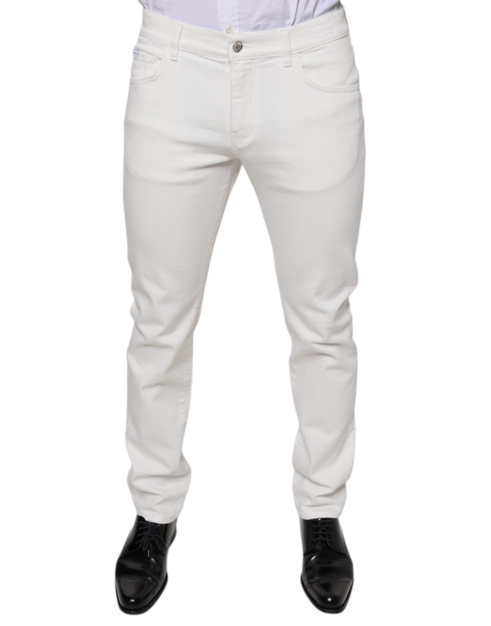 Dolce & Gabbana White Cotton Skinny Slim Men Denim Men's Jeans