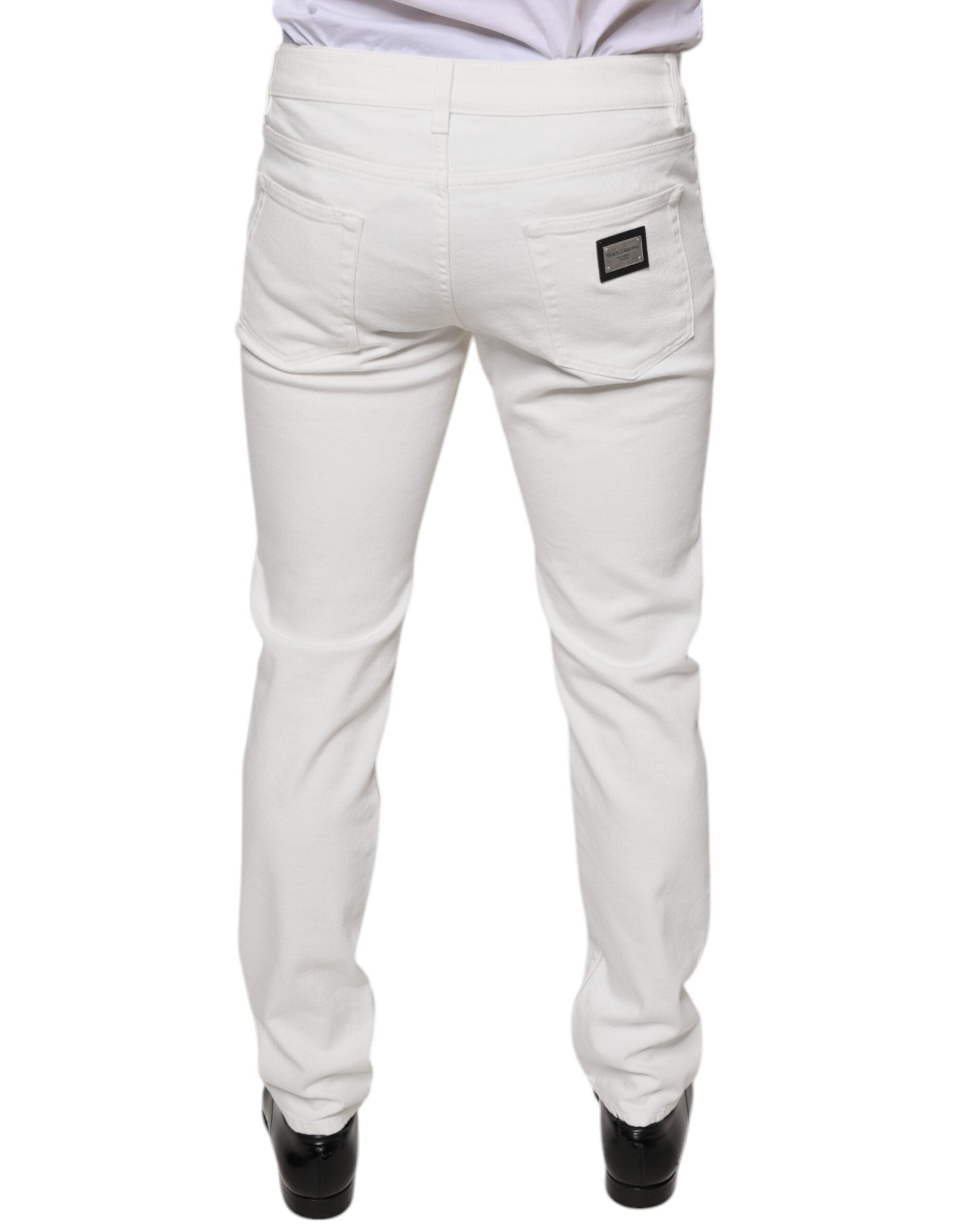 Dolce & Gabbana White Cotton Skinny Slim Men Denim Men's Jeans