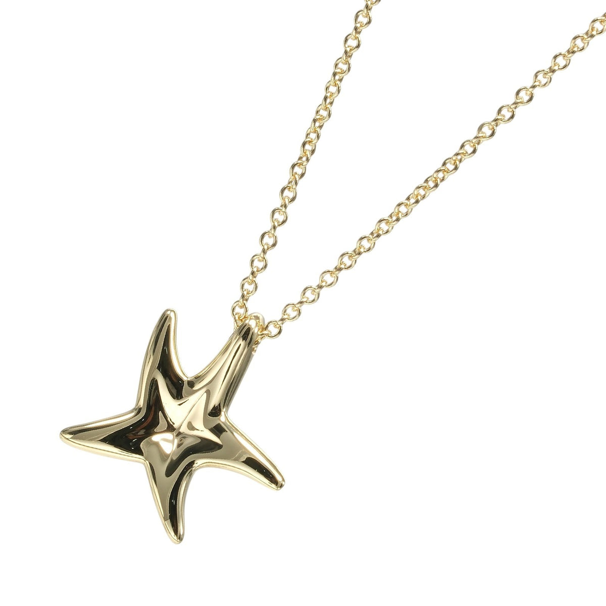 Tiffany & Co. Elsa Peretti Starfish Pendant 18K Yellow Gold With Diamonds Gold Yellow_Gold Necklace Jewelry (Pre-Owned)