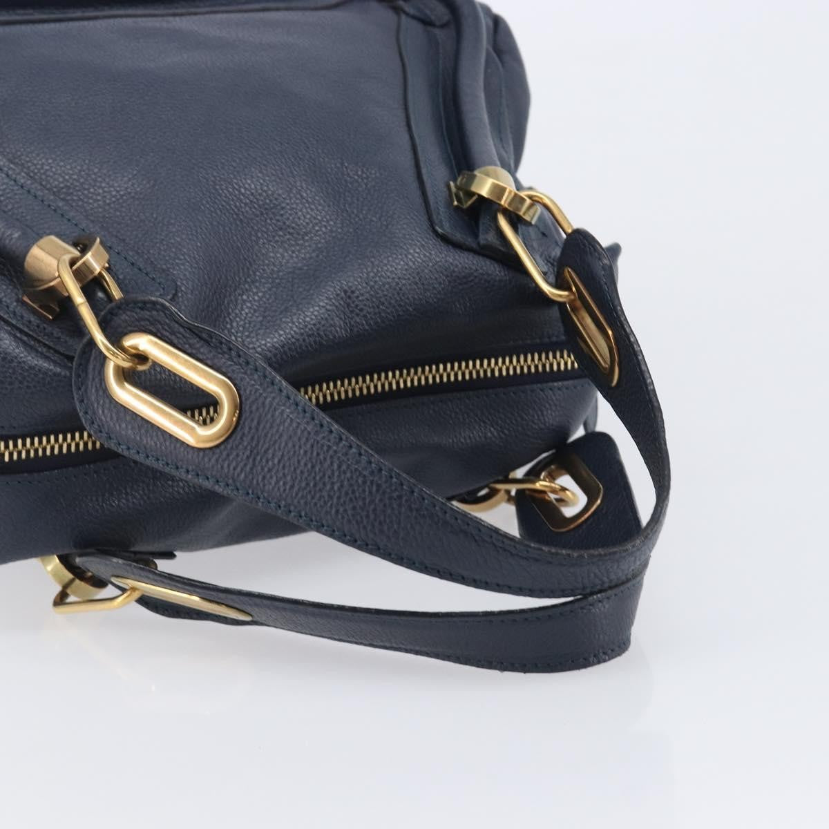 Chloe Paraty Top Handle Leather Navy Leather Handbag (Pre-Owned)