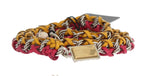 Dolce & Gabbana Red Yellow Leather Crystal Women's Belt