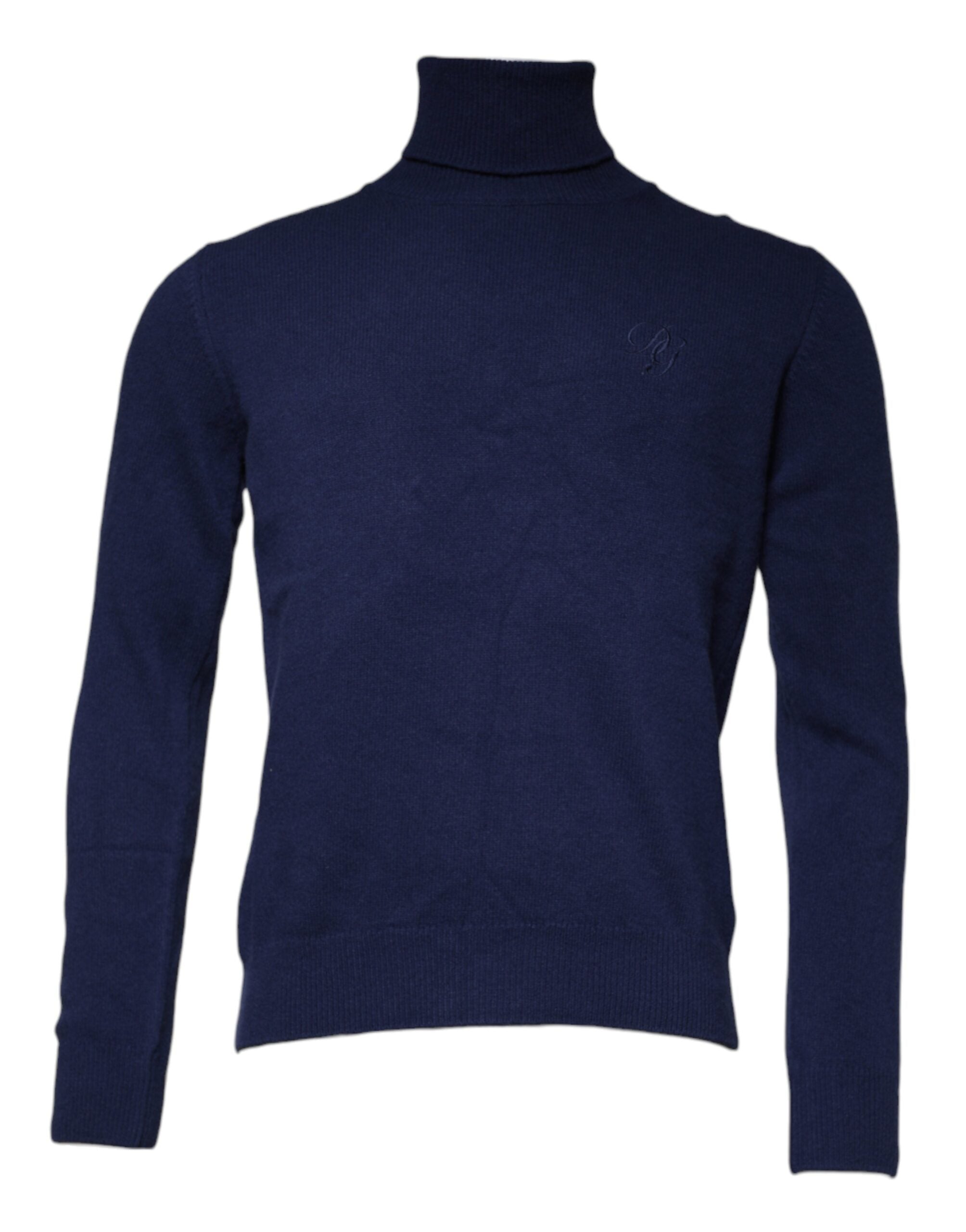 Dolce & Gabbana Blue Wool Knit Turtleneck Pullover Men's Sweater