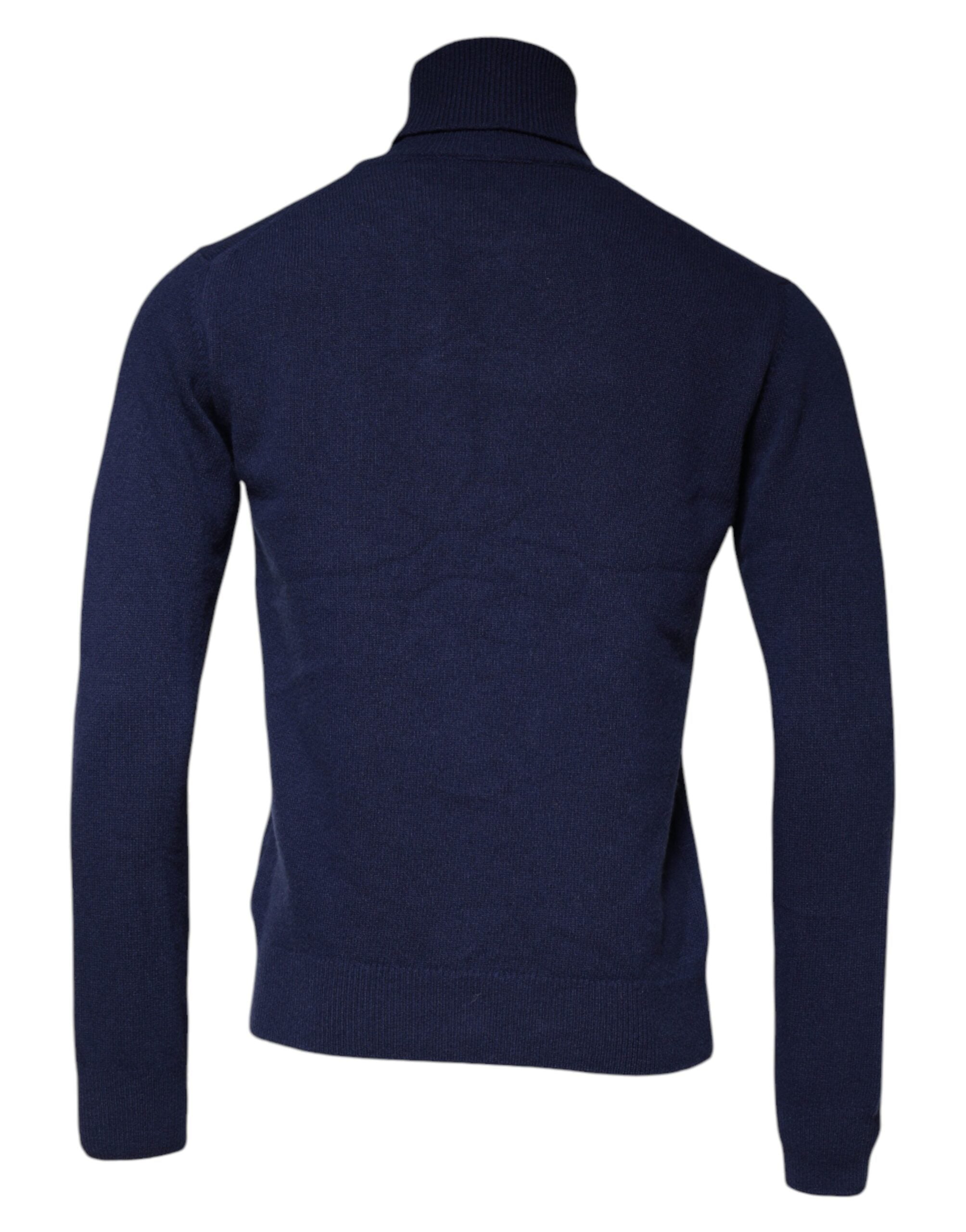 Dolce & Gabbana Blue Wool Knit Turtleneck Pullover Men's Sweater