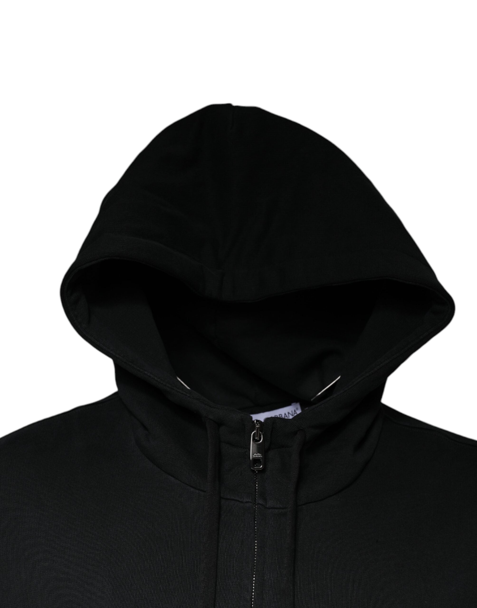 Dolce & Gabbana Black Logo Plaque Hooded Full Zip Men's Sweater (Pre-Owned)