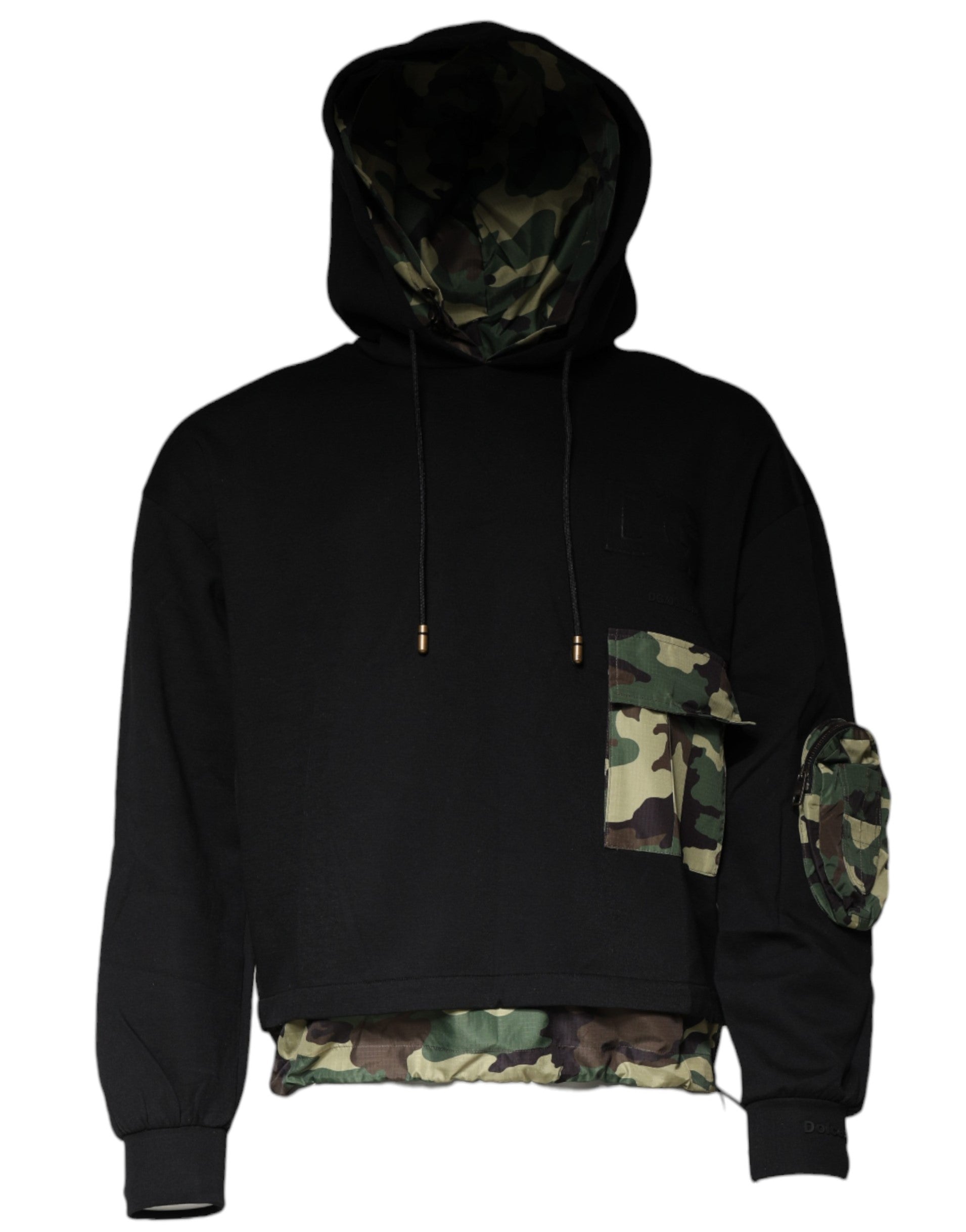 Dolce & Gabbana Black Pocket CottonHooded Sweatshirt Men's Sweater (Pre-Owned)