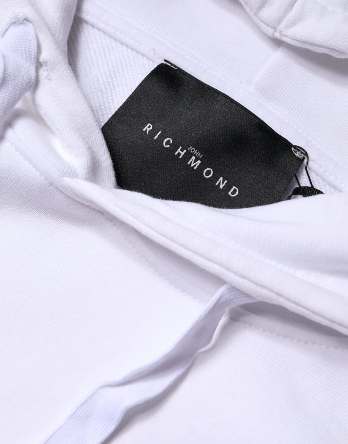 John Richmond White Logo Cotton Hooded Sweatshirt Men's Sweater (Pre-Owned)