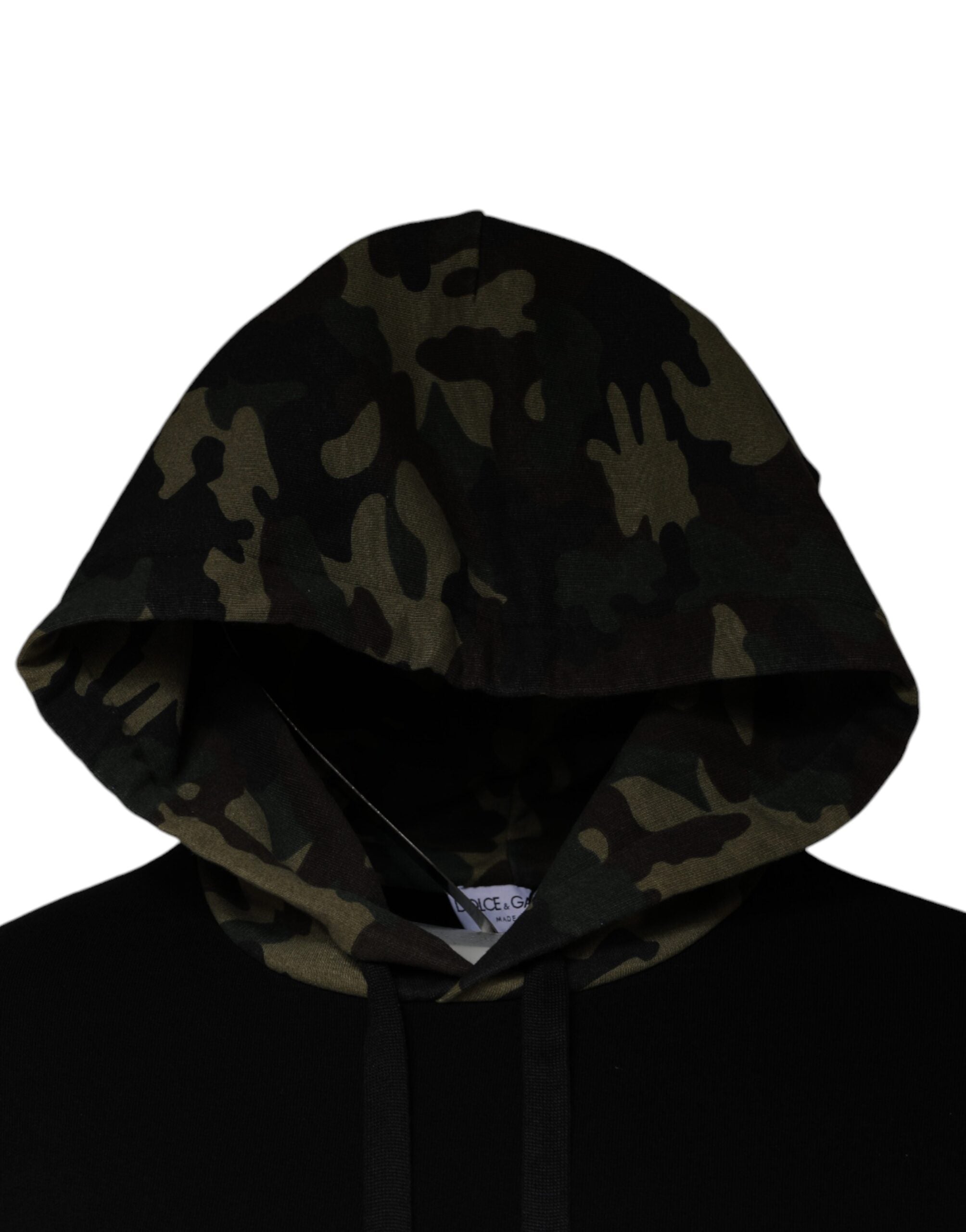 Dolce & Gabbana Black Camouflage Hooded Sweatshirt Men's Sweater