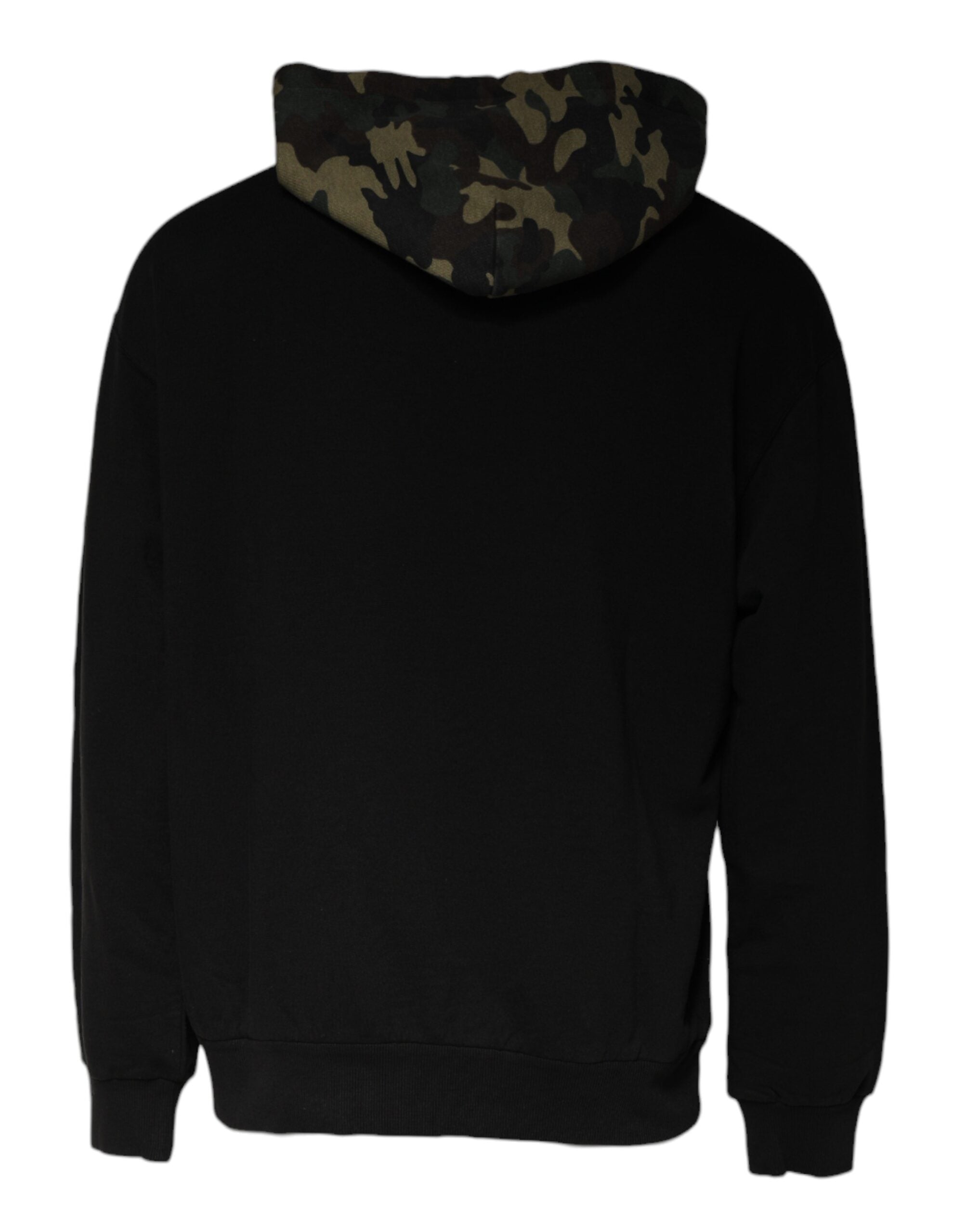 Dolce & Gabbana Black Camouflage Hooded Sweatshirt Men's Sweater