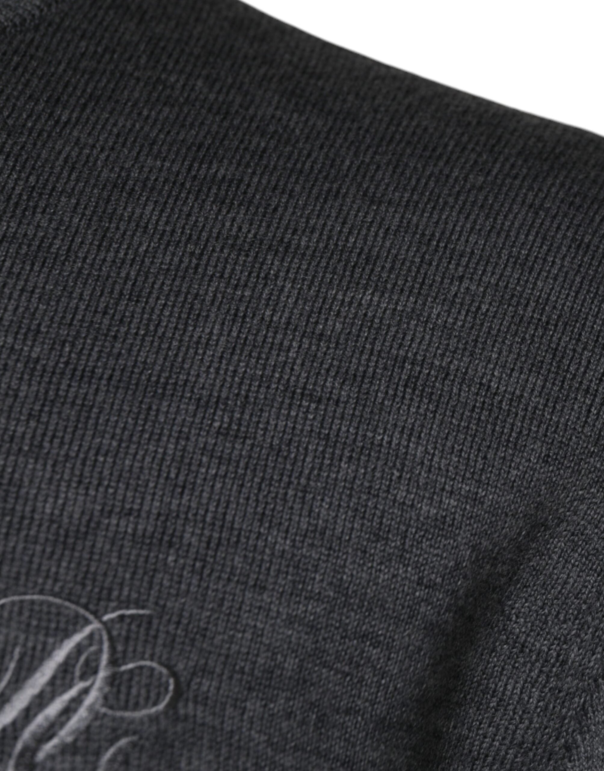 Dolce & Gabbana Dark Gray Wool Crew Neck Pullover Men's Sweater