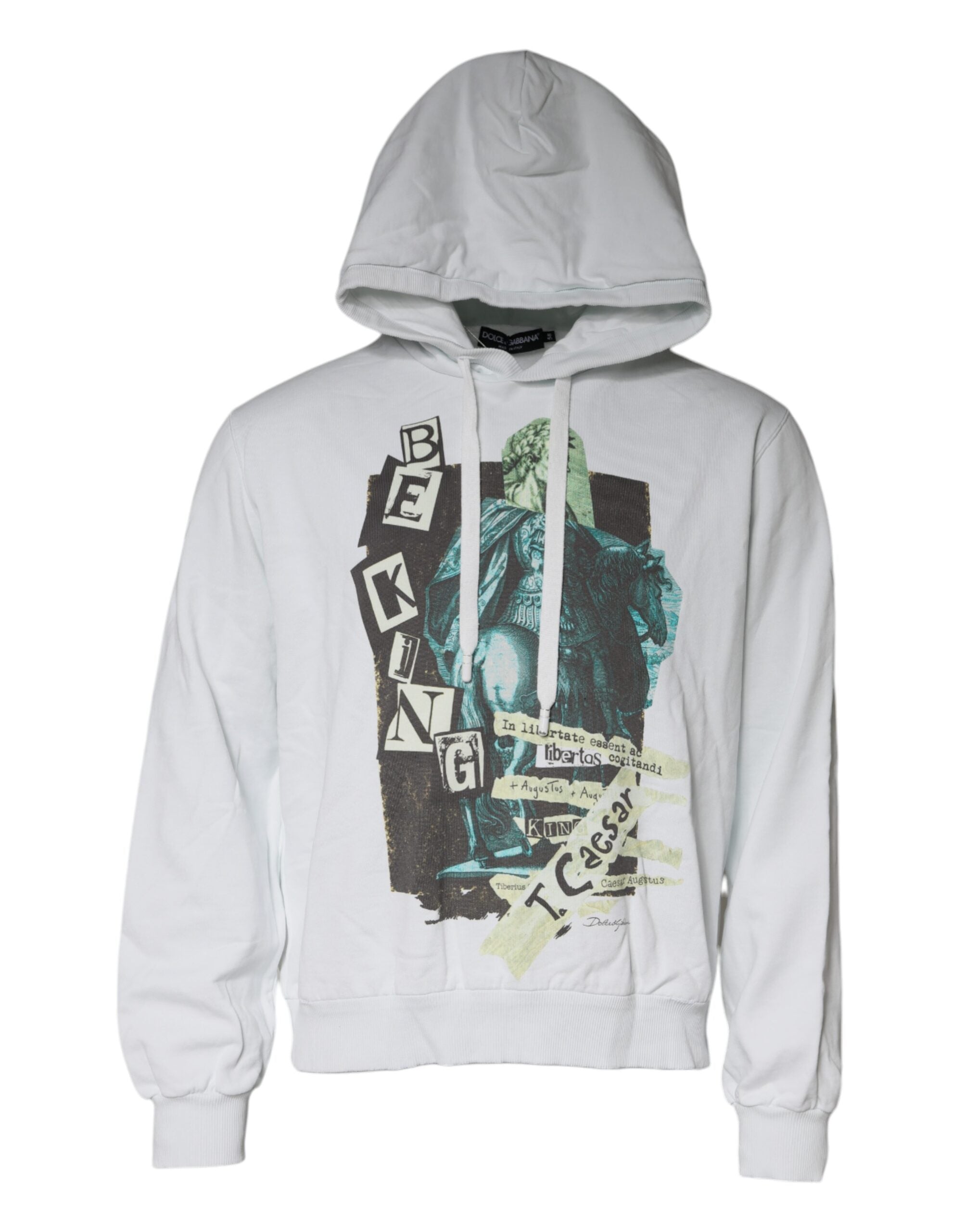 Dolce & Gabbana White Caesar Cotton Hooded Pullover Men's Sweater (Pre-Owned)