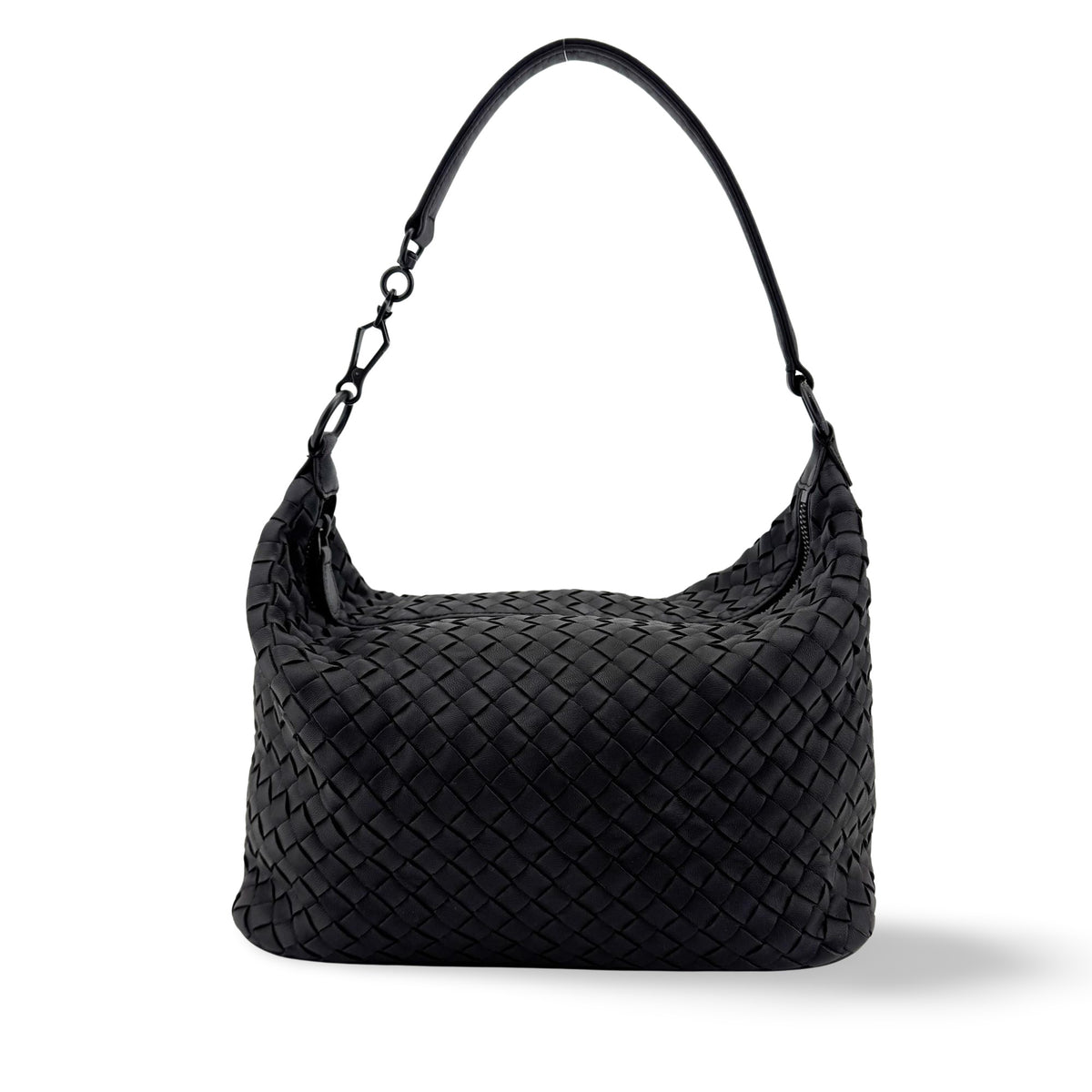 Bottega Veneta Wallace Intrecciato Nappa Black Leather Shoulder Bag Bag (Pre-Owned)