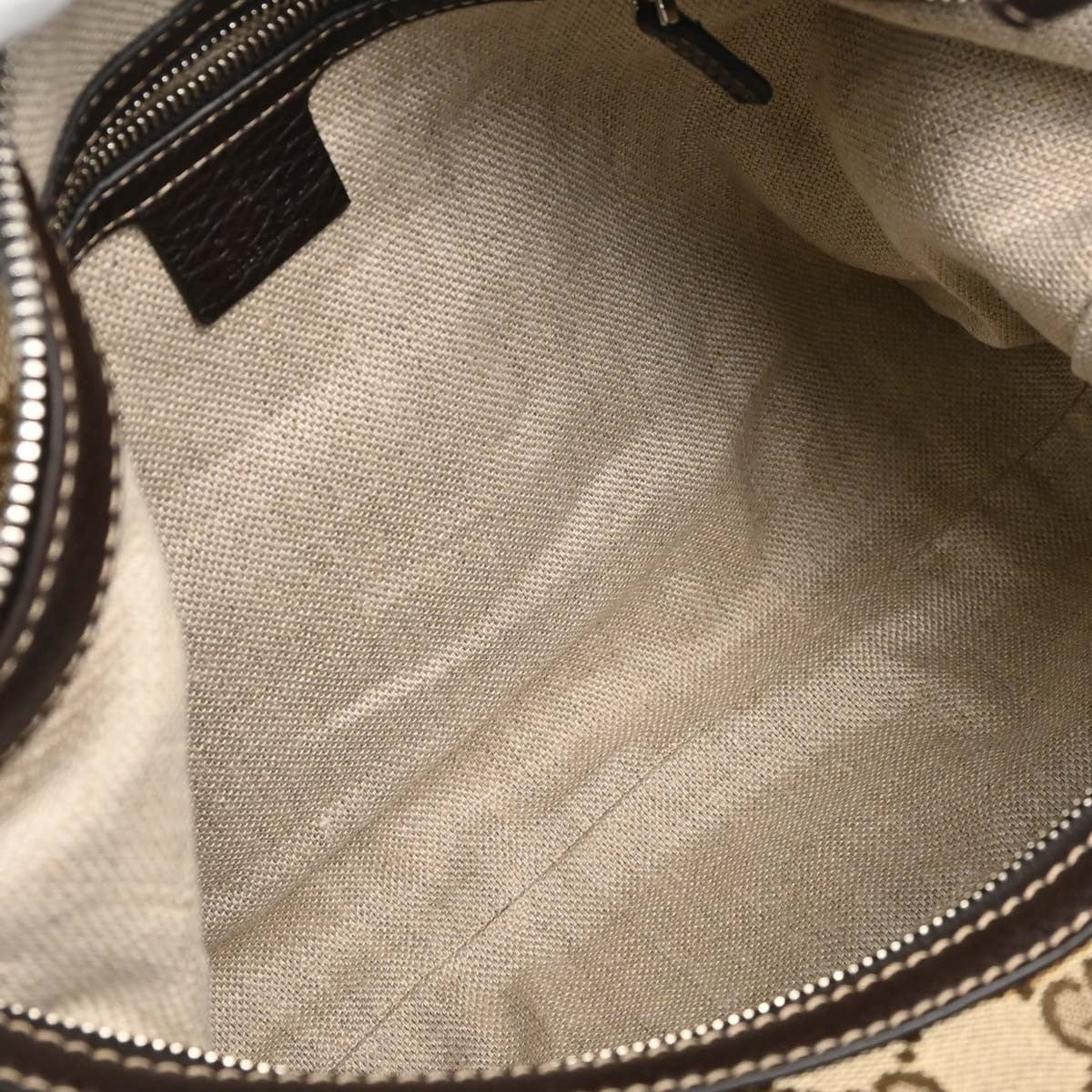 Gucci Horsebit Hobo Gg Canvas Beige Canvas Shoulder Bag Bag (Pre-Owned)