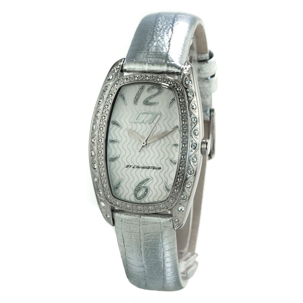 Chronotech Silver Leather Women's Watch