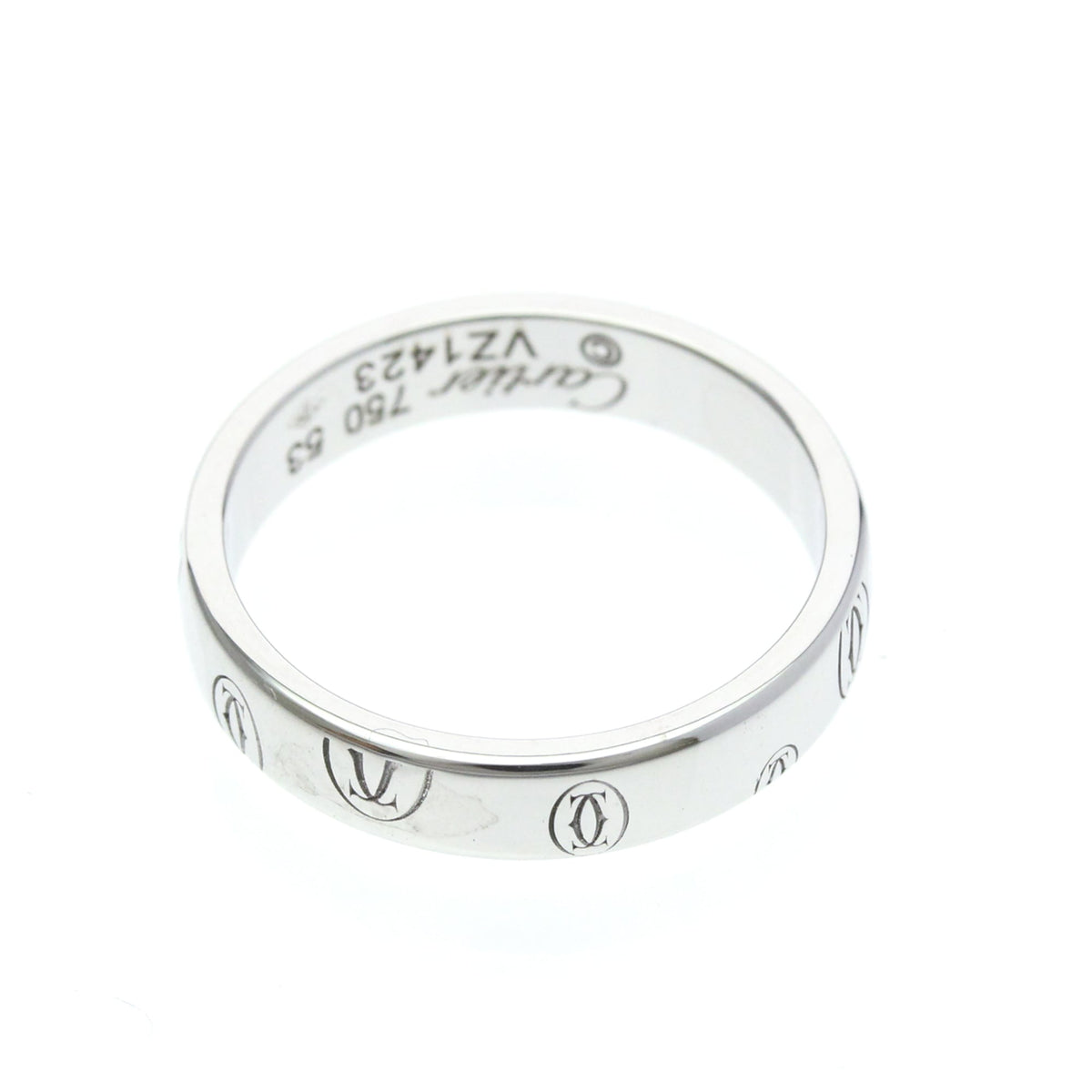 Cartier C De Cartier Happy Birthday Band 18K White Gold Silver White_Gold Ring Jewelry (Pre-Owned)