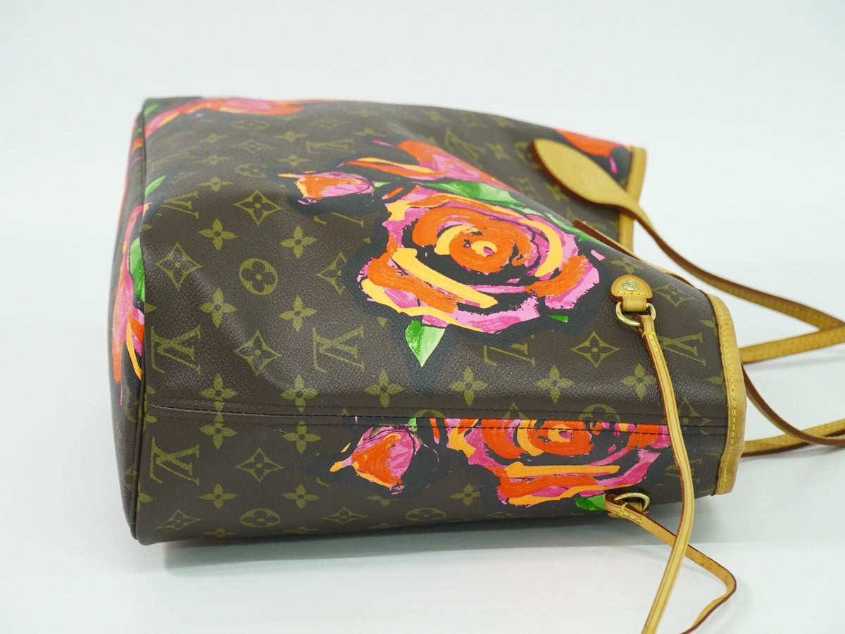 Louis Vuitton Neverfull Limited Edition Monogram Roses Brown Canvas Tote Bag Bag (Pre-Owned)
