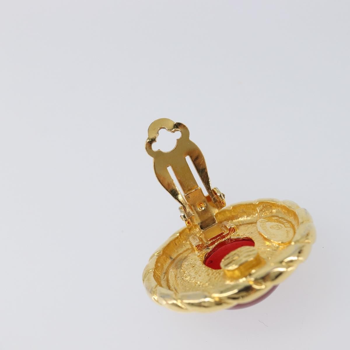 Chanel Vintage Round Clip-On Metal Gold Metal Earrings Jewelry (Pre-Owned)