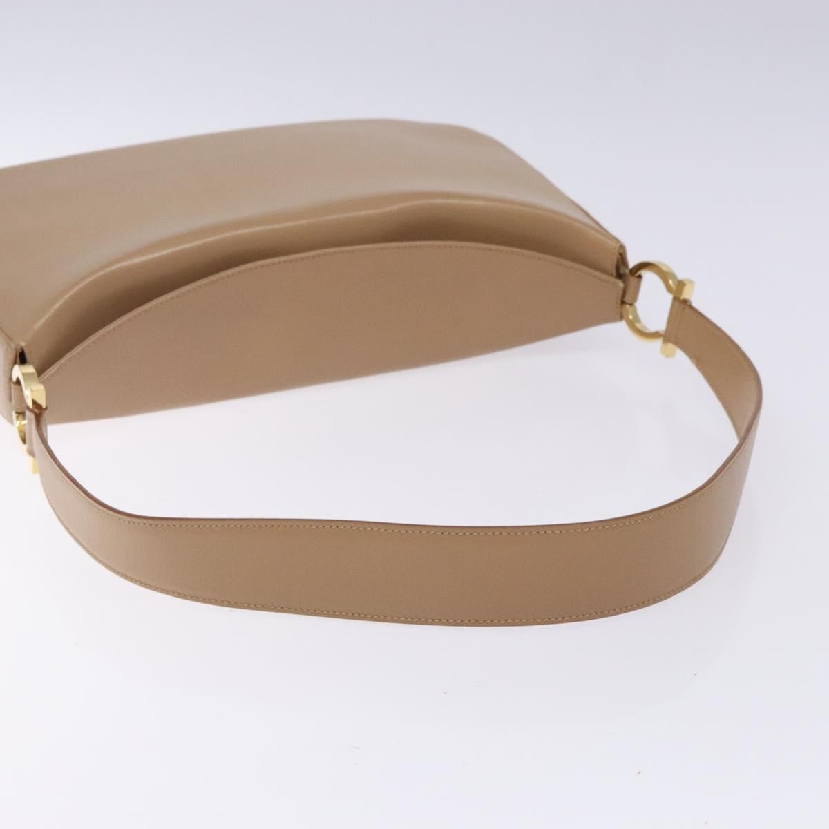 Salvatore Ferragamo Gancini Leather Beige Leather Shoulder Bag Bag (Pre-Owned)