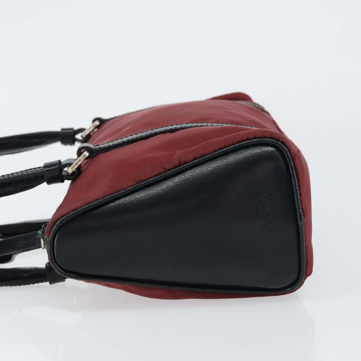 Prada Vintage Zip Tessuto Burgundy Nylon Handbag (Pre-Owned)
