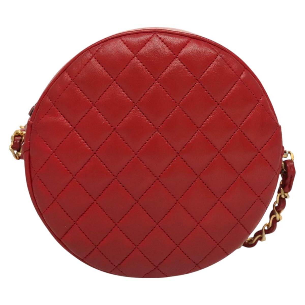 Chanel Vintage Round Tassel Quilted Lambskin Red Leather Shoulder Bag Bag (Pre-Owned)