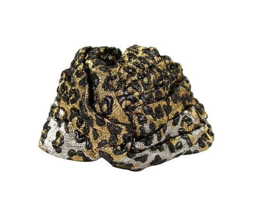 Gucci Women's Gold / Silver Metallic Leopard Print Turban Headband M / 57 476538 7060