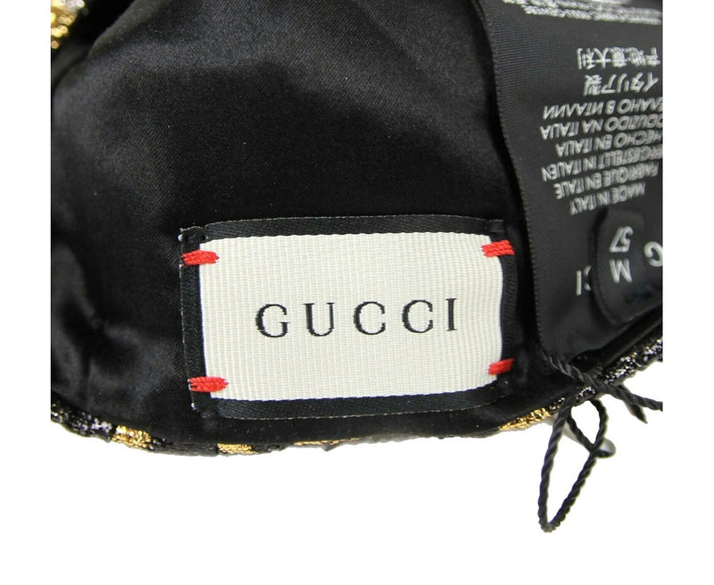 Gucci Women's Gold / Silver Metallic Leopard Print Turban Headband M / 57