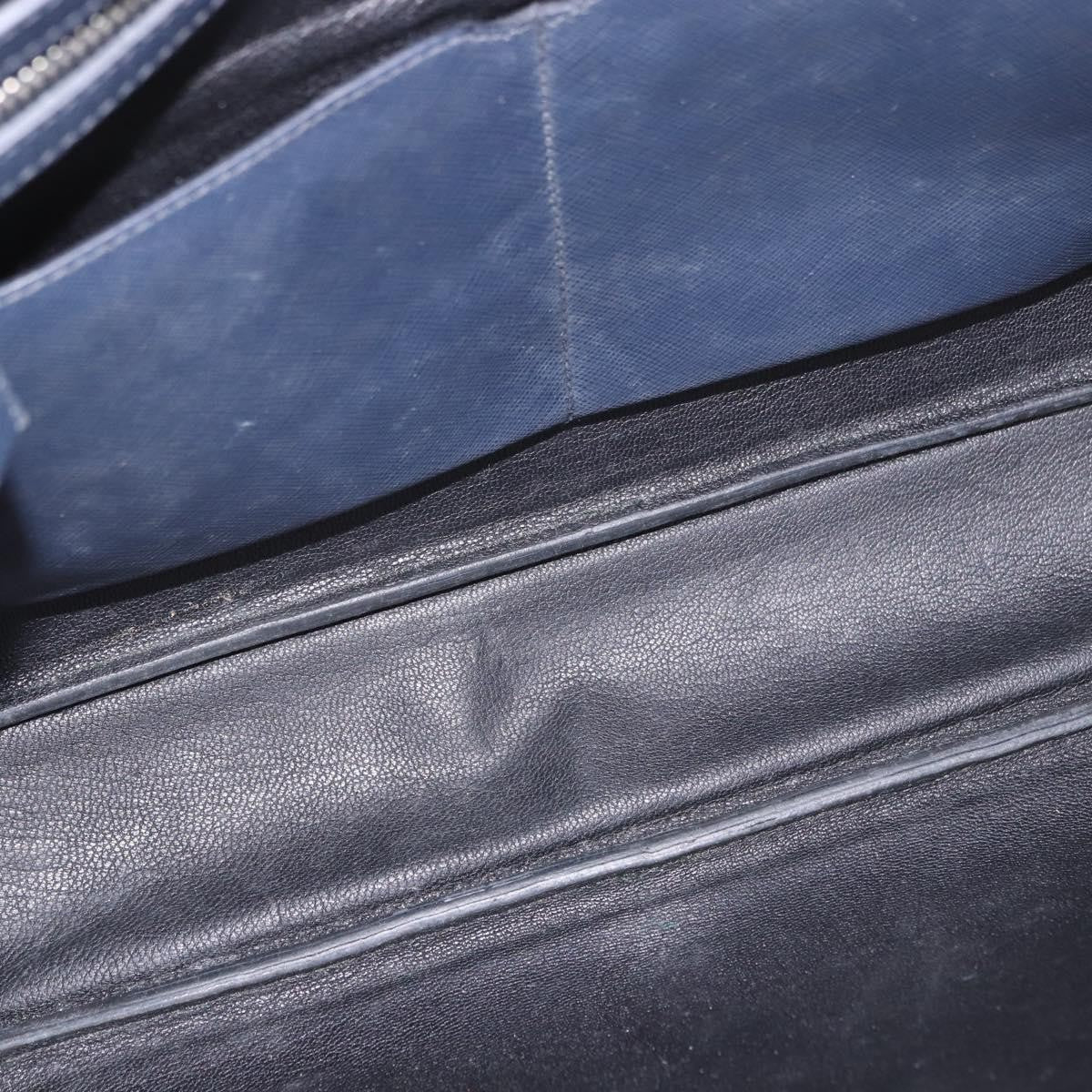Prada Briefcase Leather Blue Leather Briefcase Bag (Pre-Owned)