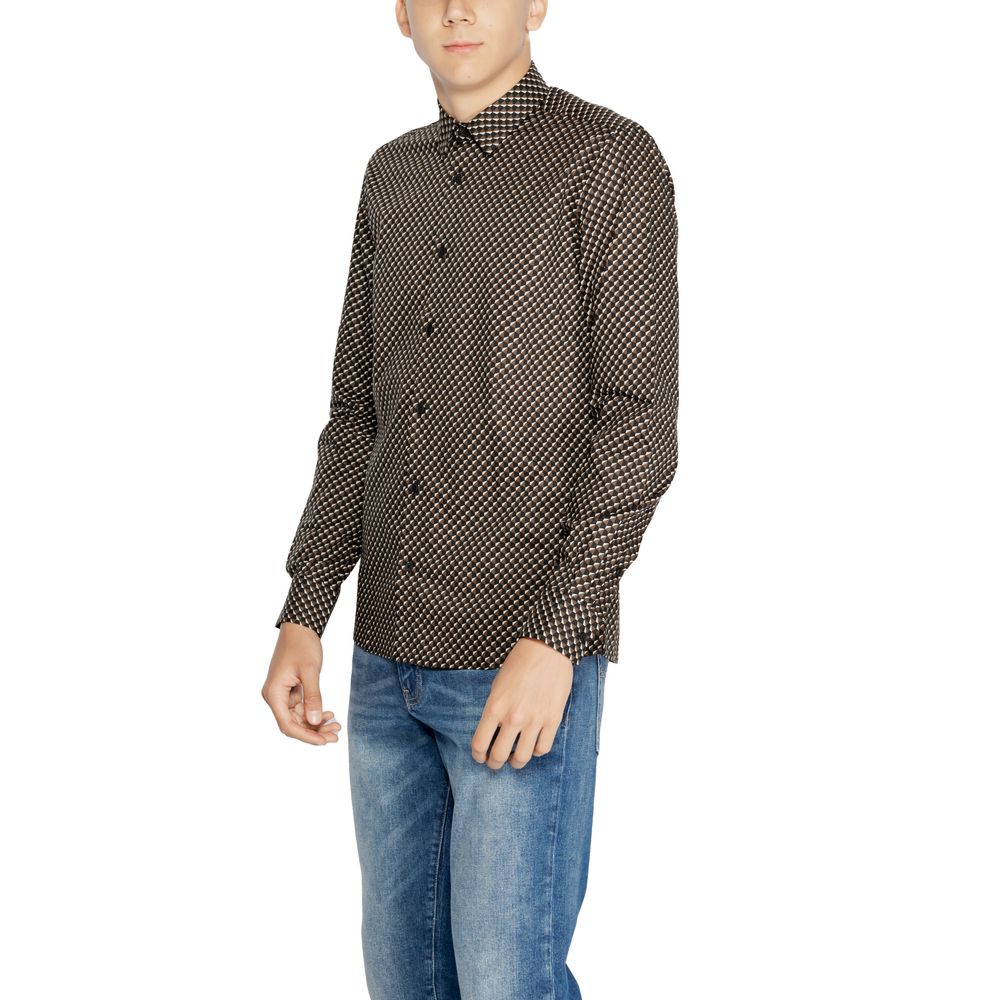 Antony Morato Brown Cotton Pattern Men's Shirt