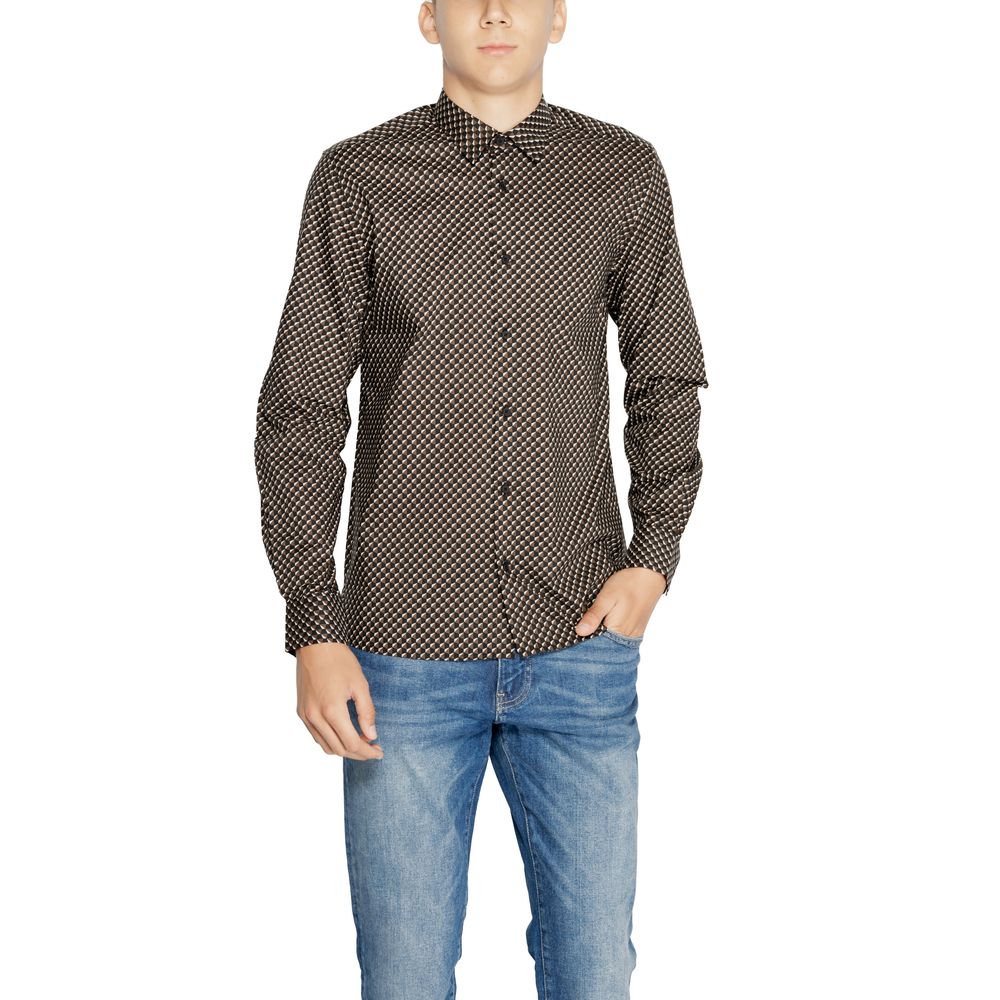 Antony Morato Brown Cotton Pattern Men's Shirt