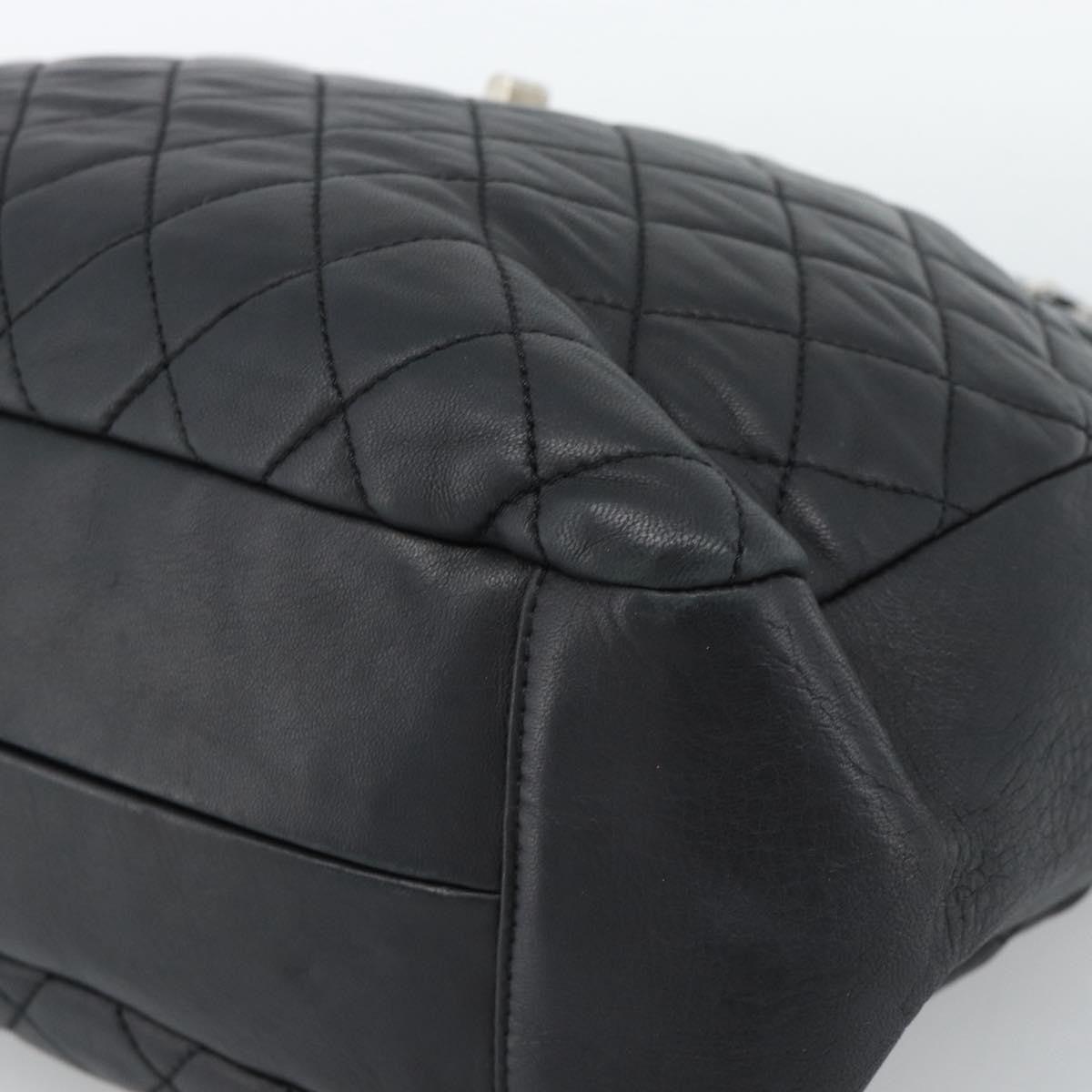 Chanel Mademoiselle Chain Quilted Lambskin Black Leather Shoulder Bag Bag (Pre-Owned)