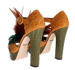 Dolce & Gabbana Multicolor Crystal Ankle Strap Platform Women's Sandals