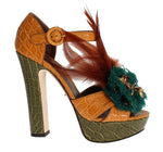 Dolce & Gabbana Multicolor Crystal Ankle Strap Platform Women's Sandals