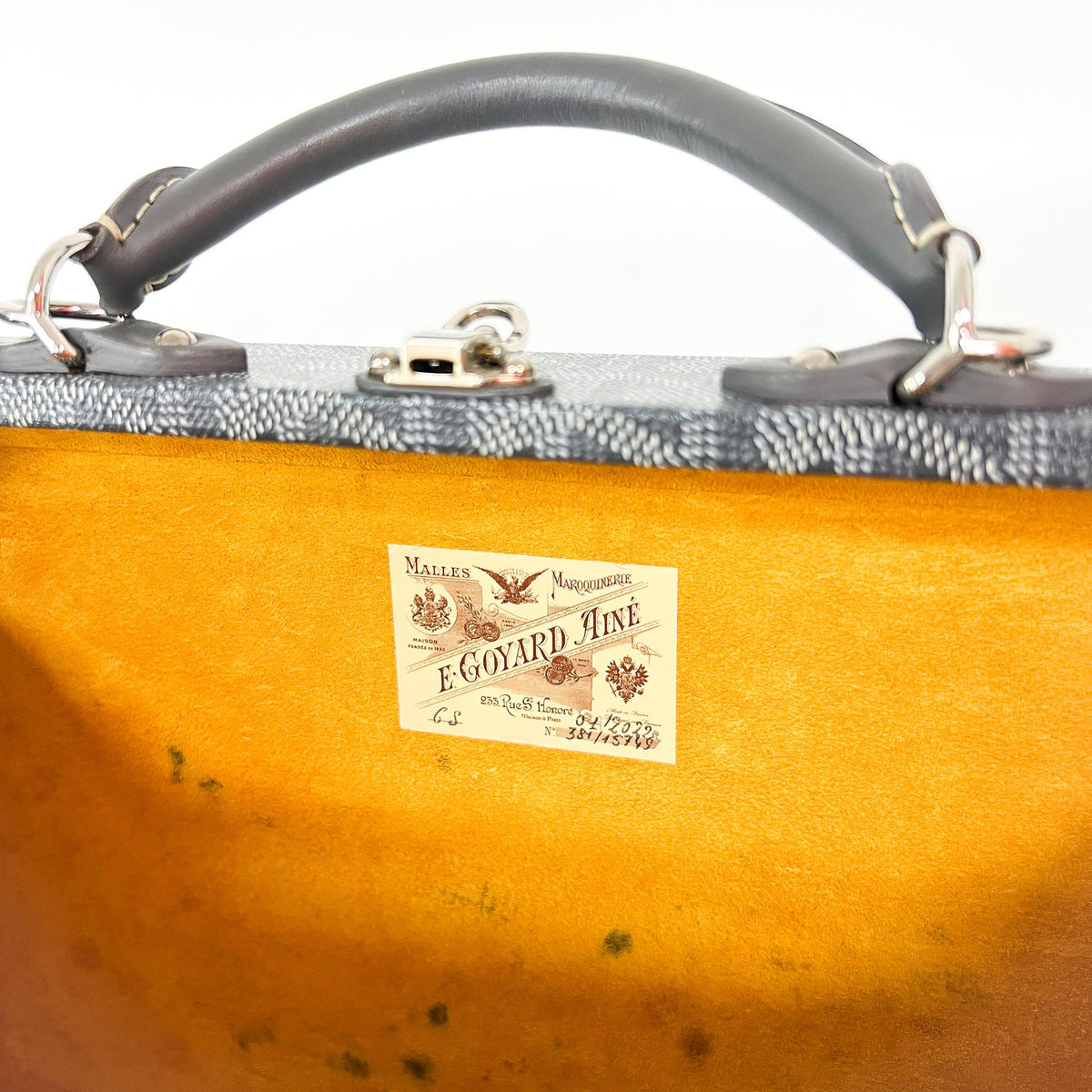 Goyard Grand Hotel Trunk Coated Canvas Black Canvas Handbag (Pre-Owned)