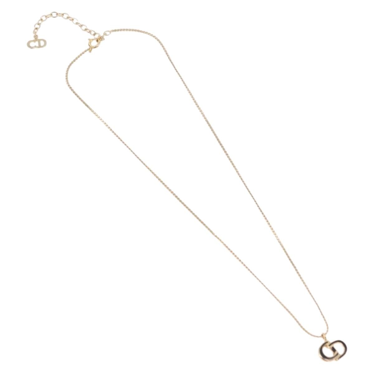 Christian Dior Vintage Cd Pendant Metal Gold Metal Necklace Jewelry (Pre-Owned)