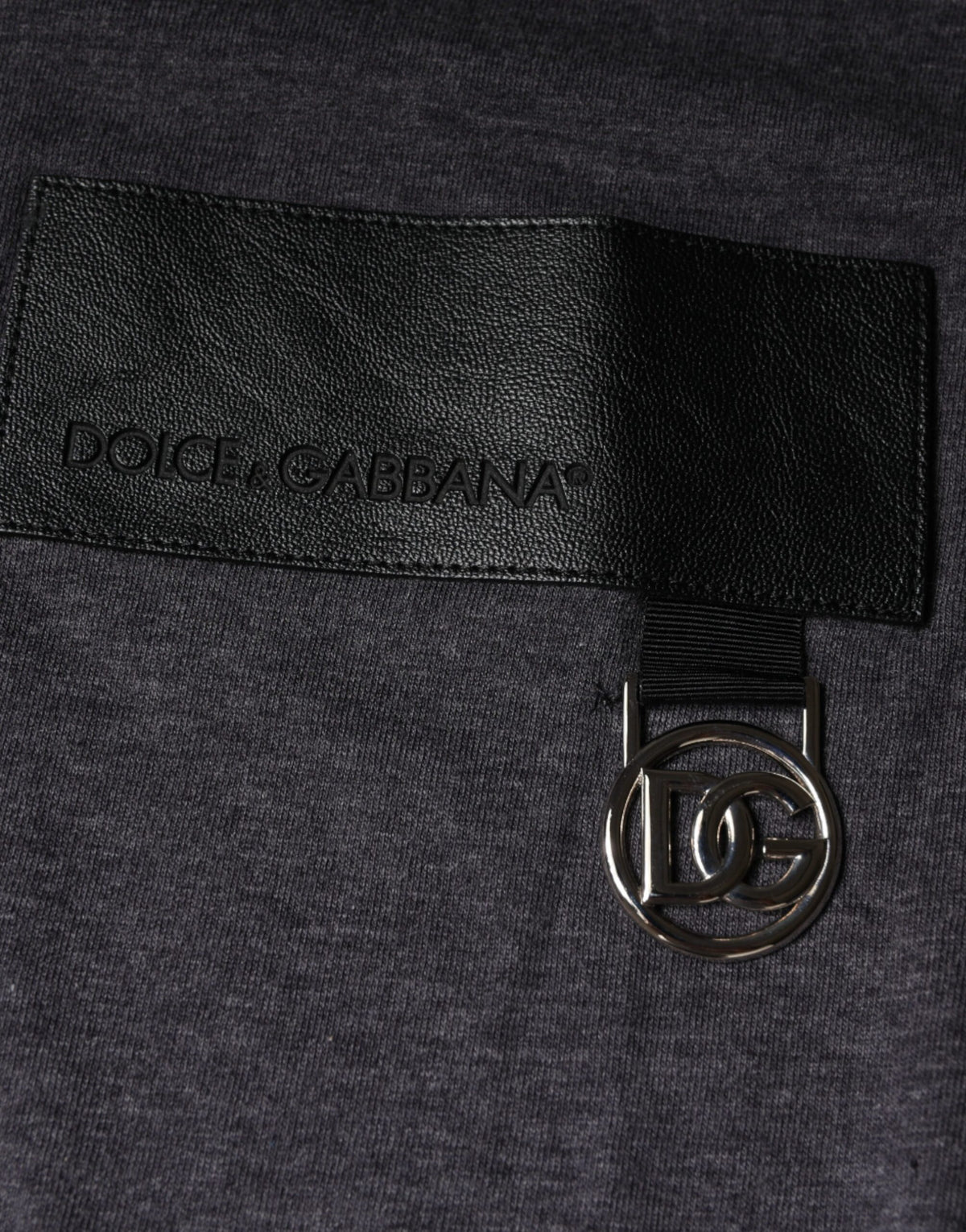 Dolce & Gabbana Gray Logo Patch Cotton Crew Neck Men's T-shirt (Pre-Owned)