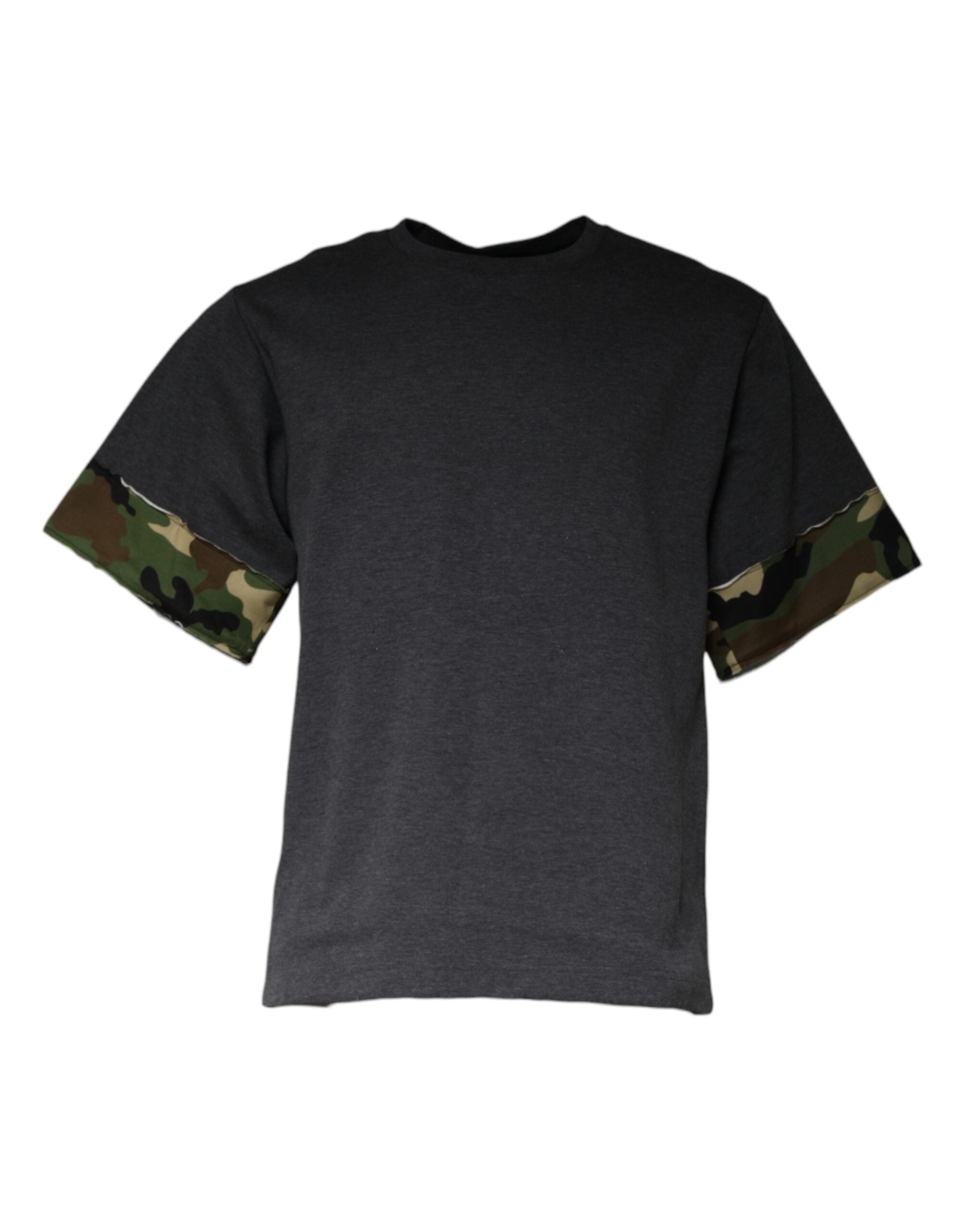 Dolce & Gabbana Dark Gray Camouflage Crew Neck Men's T-shirt