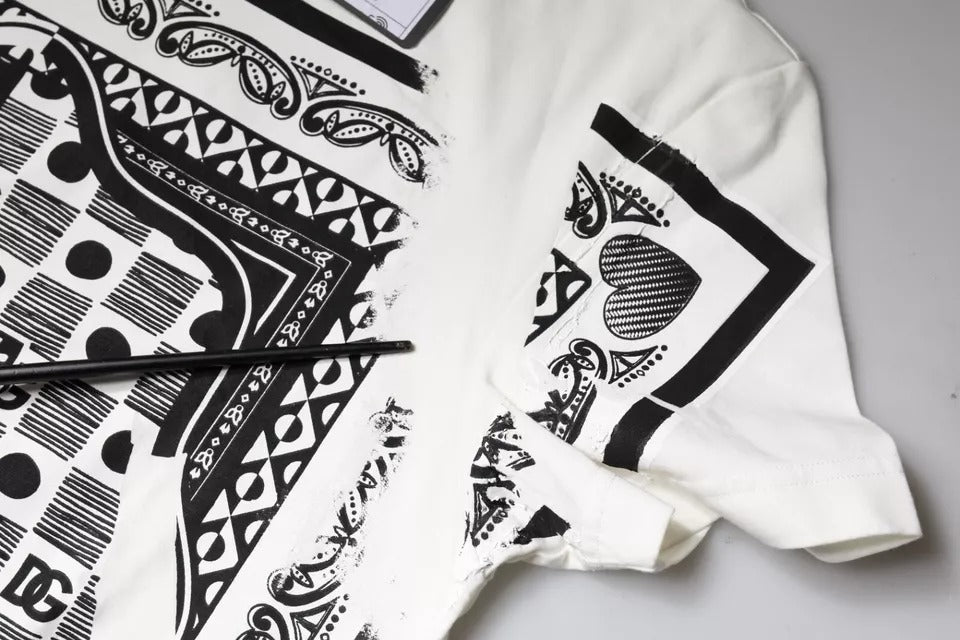 Dolce & Gabbana White Bandana Print Cotton Short Sleeves Men's T-shirt (Pre-Owned)