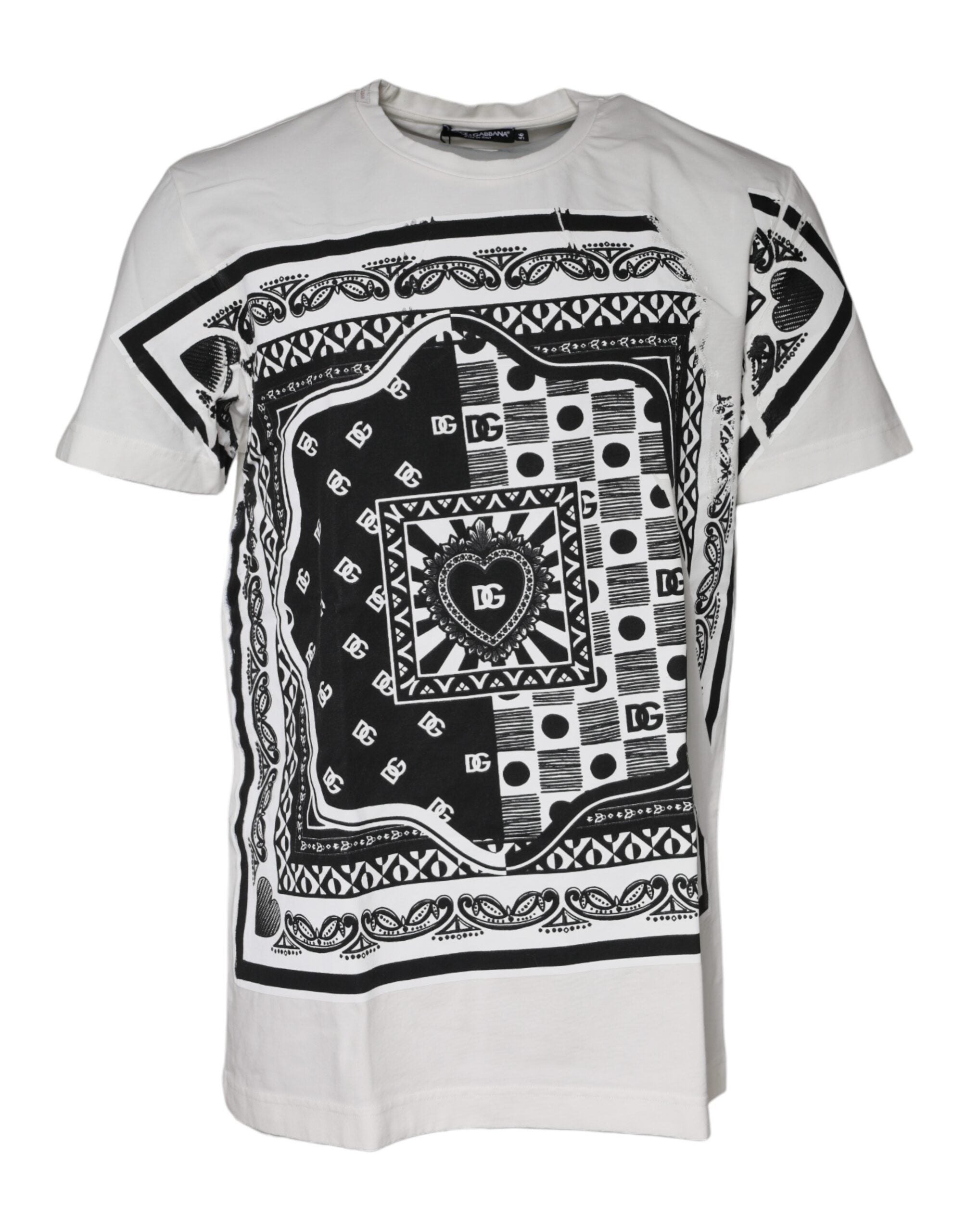 Dolce & Gabbana White Bandana Print Cotton Short Sleeves Men's T-shirt (Pre-Owned)