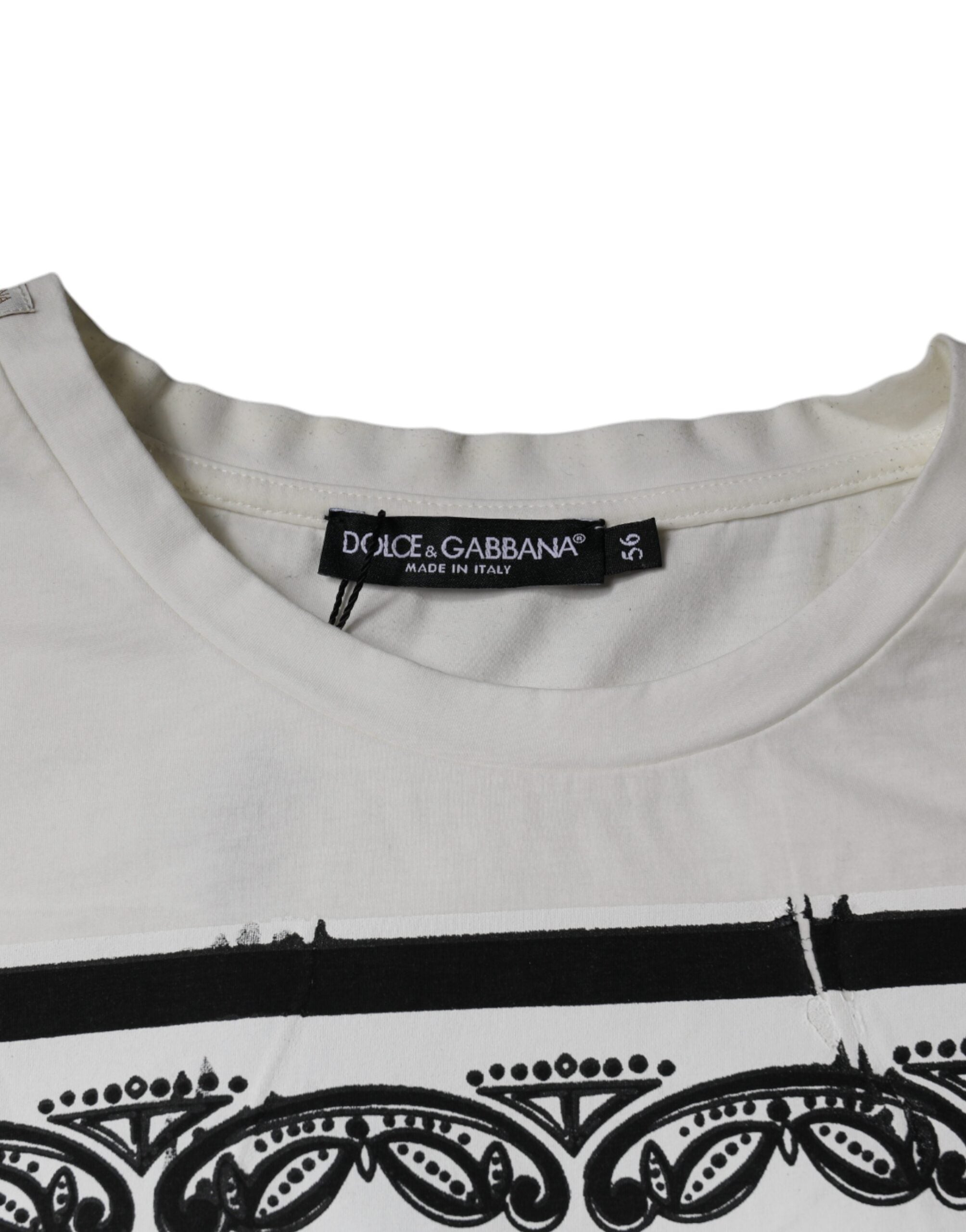 Dolce & Gabbana White Bandana Print Cotton Short Sleeves Men's T-shirt (Pre-Owned)