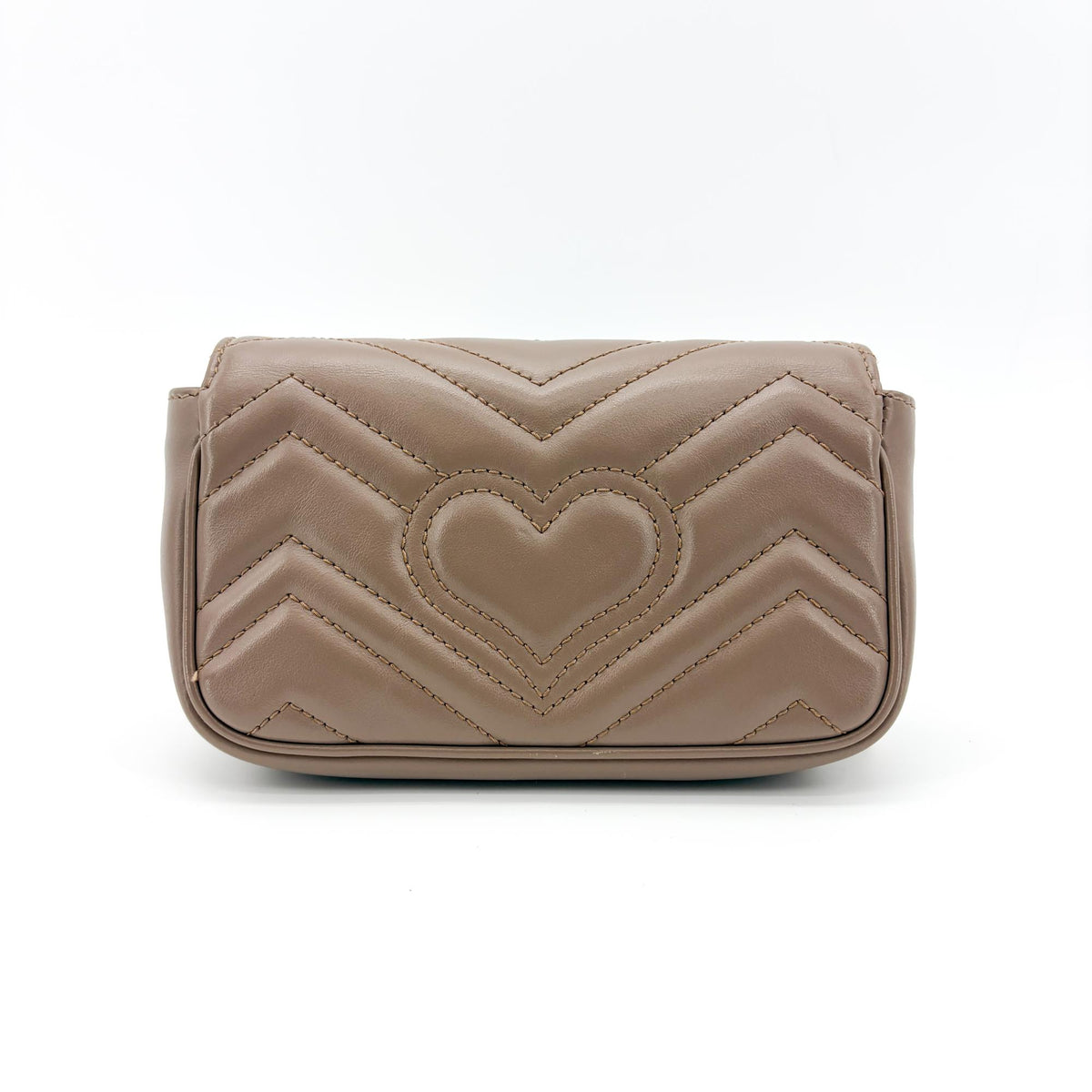 Gucci Gg Marmont Flap Chevron Leather Beige Leather Shoulder Bag Bag (Pre-Owned)