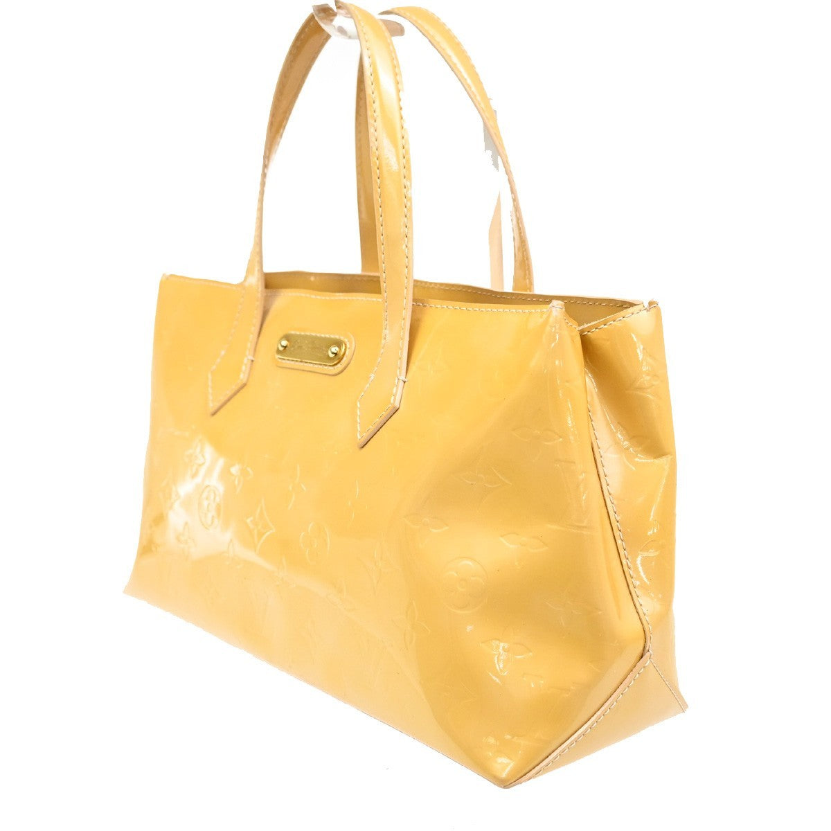 Louis Vuitton Wilshire Monogram Vernis Beige Patent_Leather Handbag (Pre-Owned)