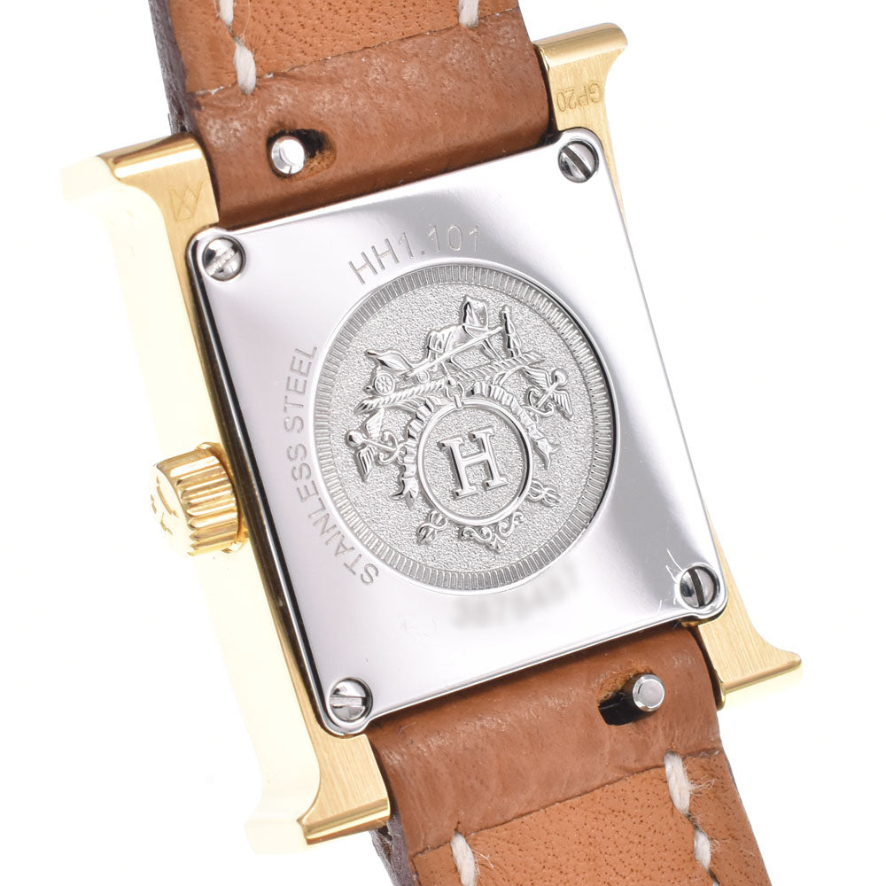 Hermes Heure H Quartz Plated Metal And Leather Watch (Pre-Owned)
