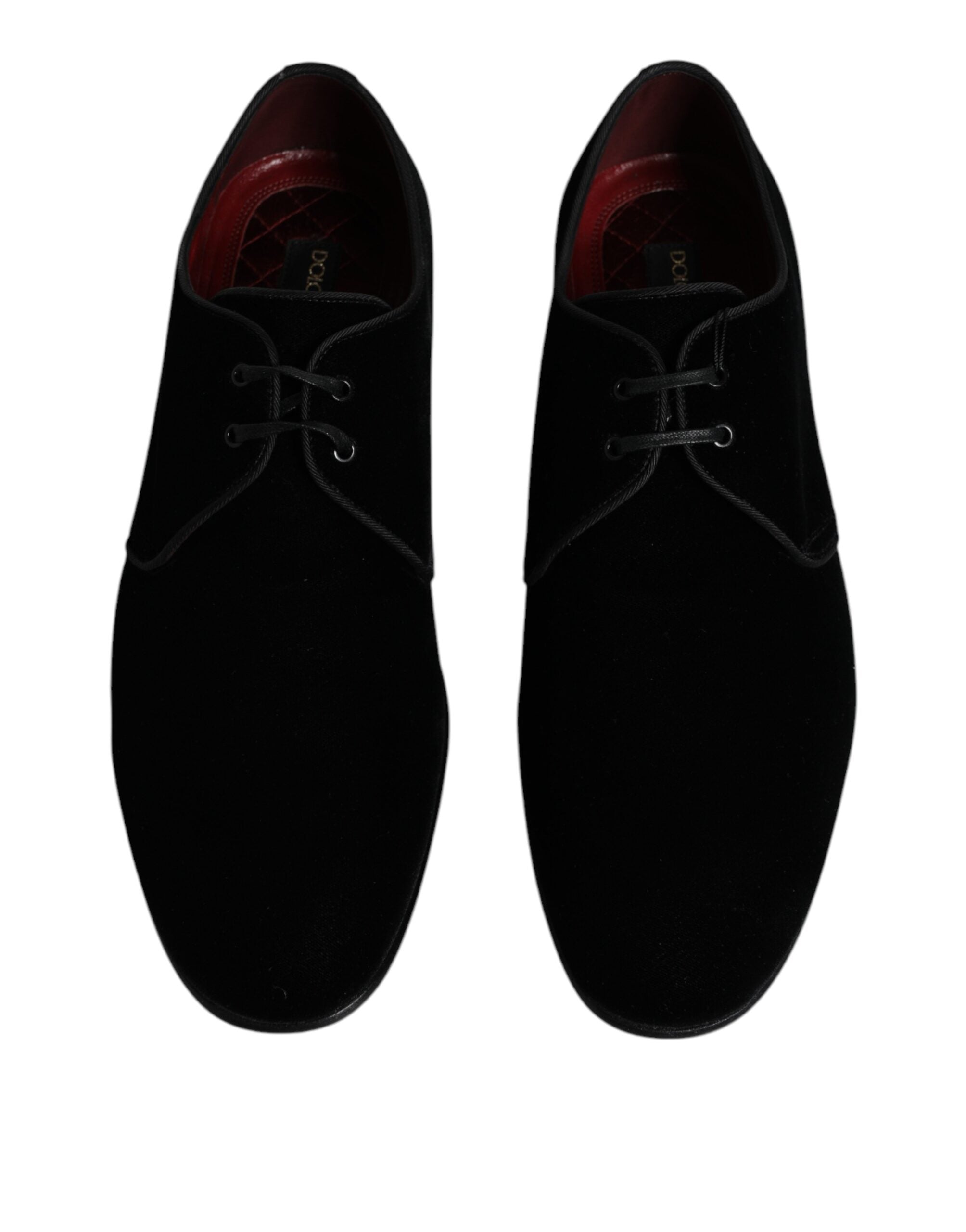 Dolce & Gabbana Black Velvet Leather Lace Up Derby Men's Shoes