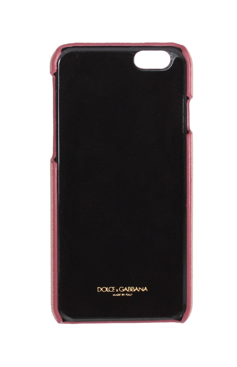 Dolce & Gabbana Pink Leather Heart Crystal Phone Women's Case