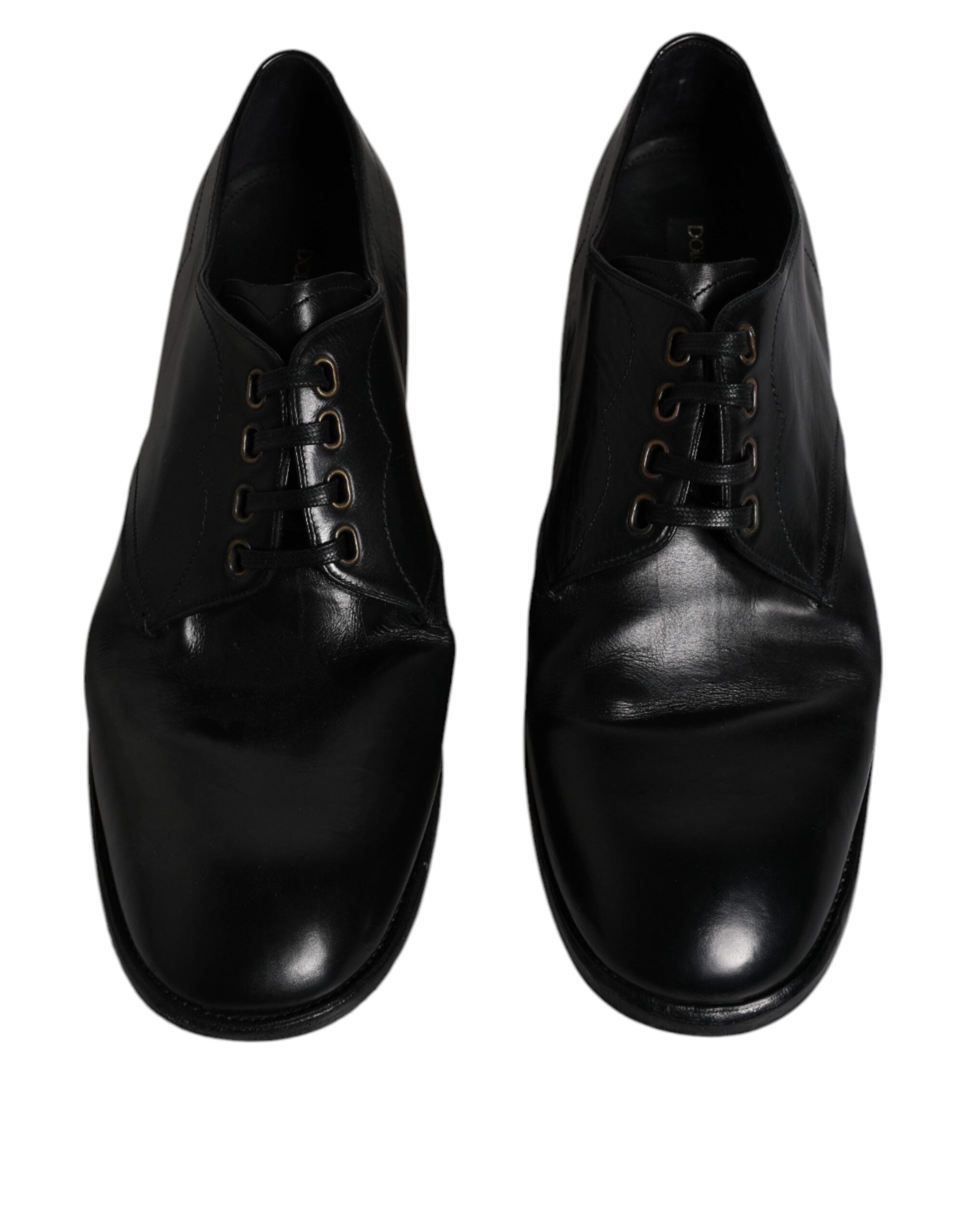 Dolce & Gabbana Black Leather Derby Formal Men Dress Men's Shoes (Pre-Owned)