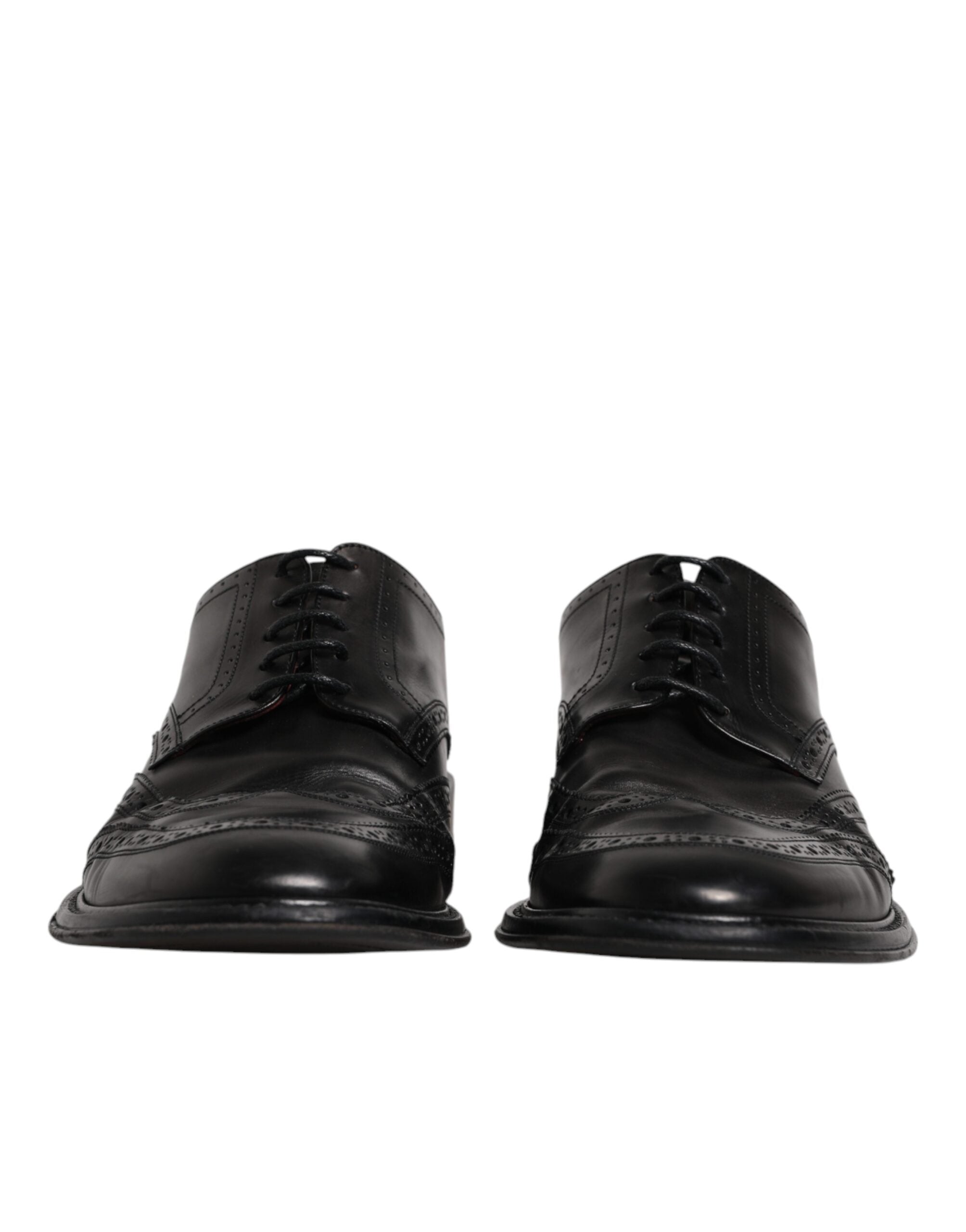 Dolce & Gabbana Black Leather Derby Wingtip Formal Men's Shoes (Pre-Owned)