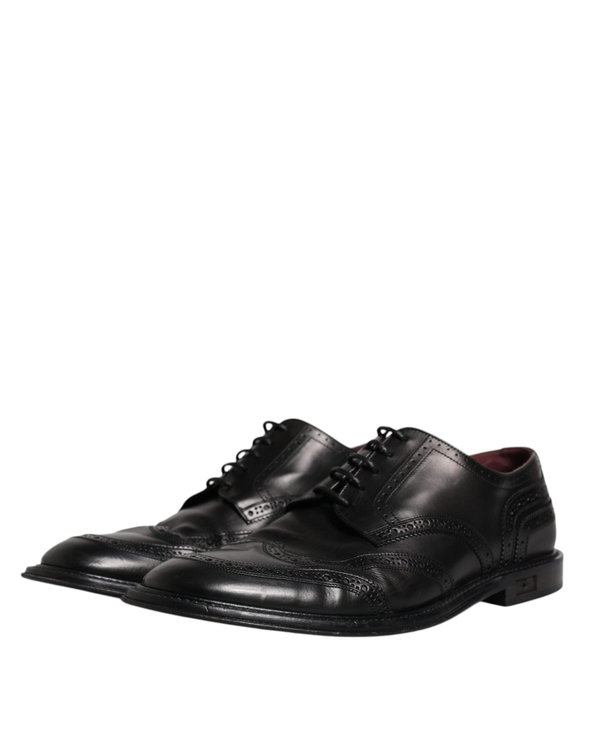 Dolce & Gabbana Black Leather Derby Wingtip Formal Men's Shoes (Pre-Owned)