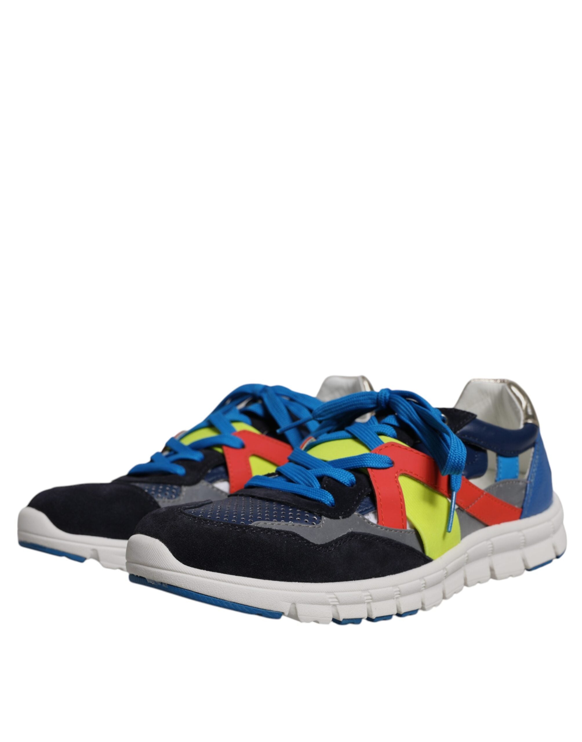 Dolce & Gabbana Multicolor Leather Suede Low Top Sneakers Men's Shoes