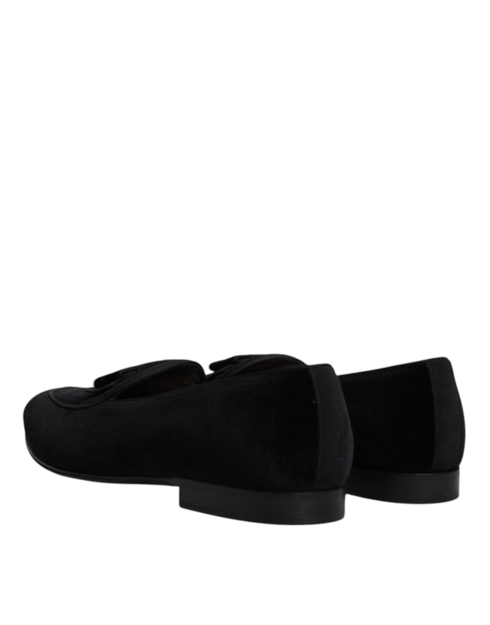 Dolce & Gabbana Black Velvet Loafers Formal Men Dress Men's Shoes (Pre-Owned)