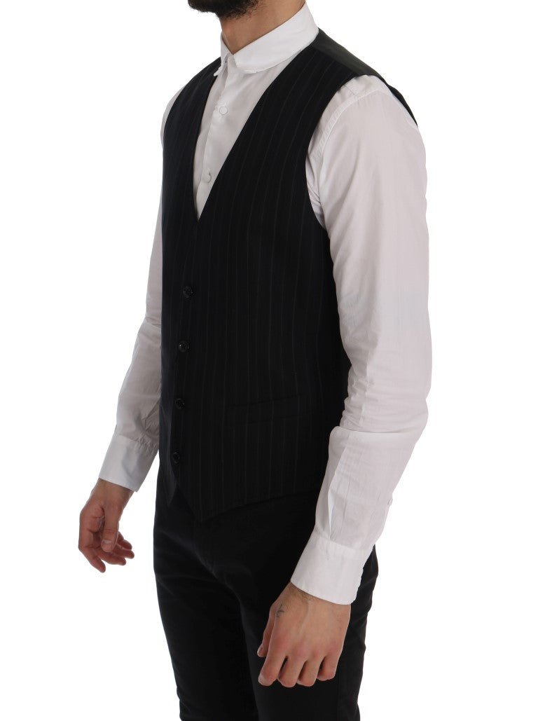 Dolce & Gabbana Black STAFF Cotton Striped Men's Vest