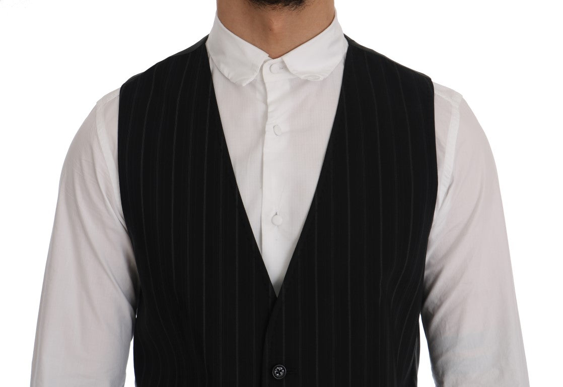 Dolce & Gabbana Black STAFF Cotton Striped Men's Vest